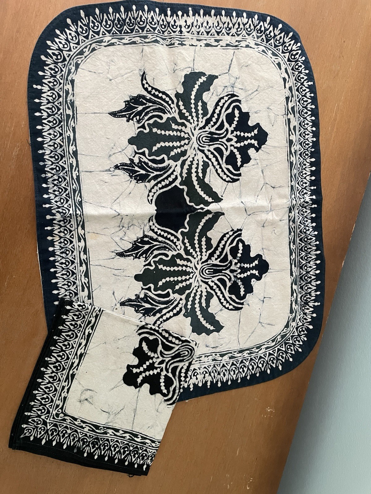 Indonesian Black Batik Cotton Placement Set With Matching Napkins