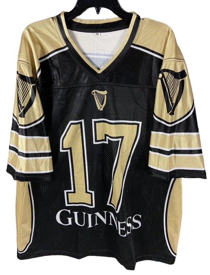 Guinness 1759 Mesh Football Jersey Black Gold Irish Dry Stout Ale Beer Mens XL