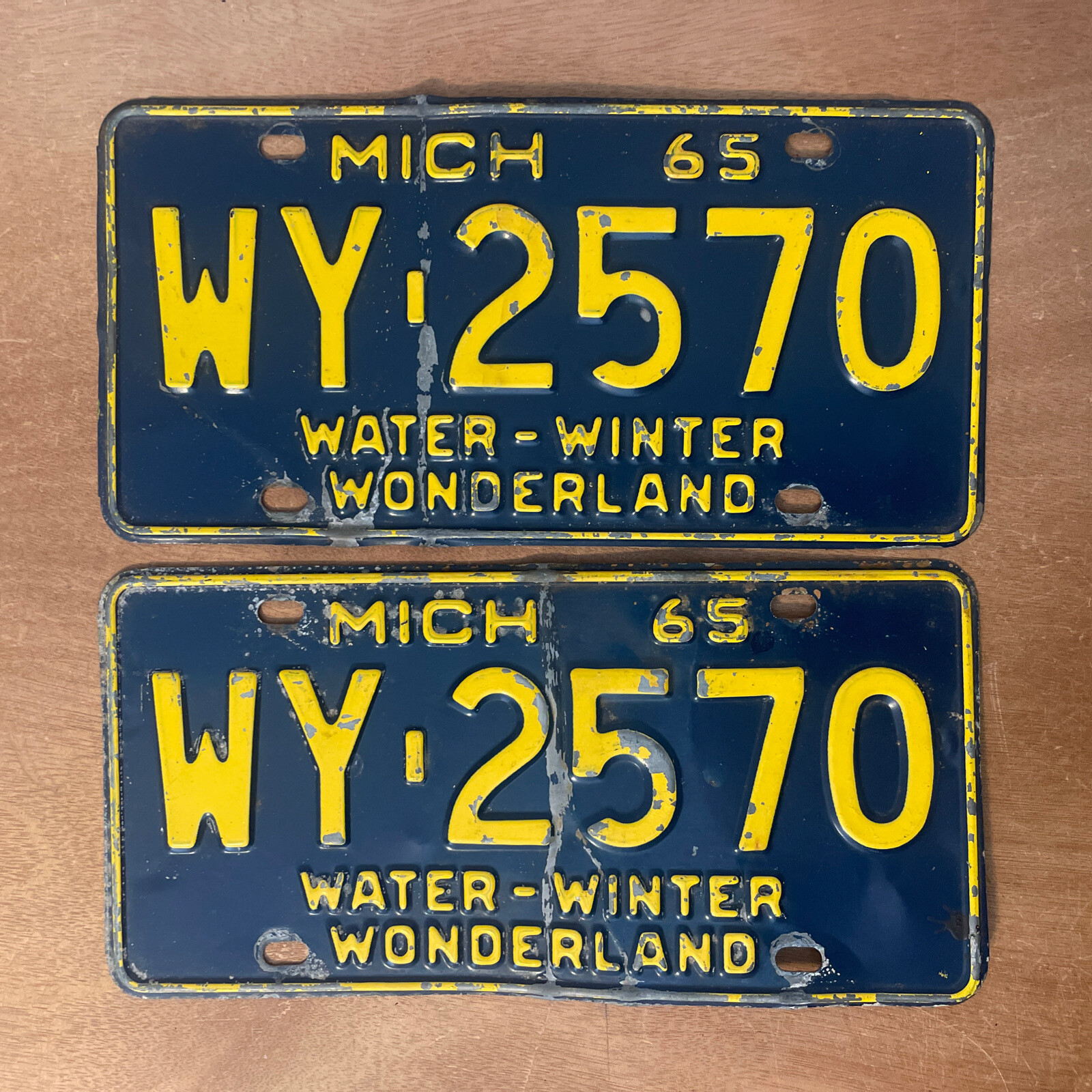 1965 Michigan License Plate Pair # WY-2570