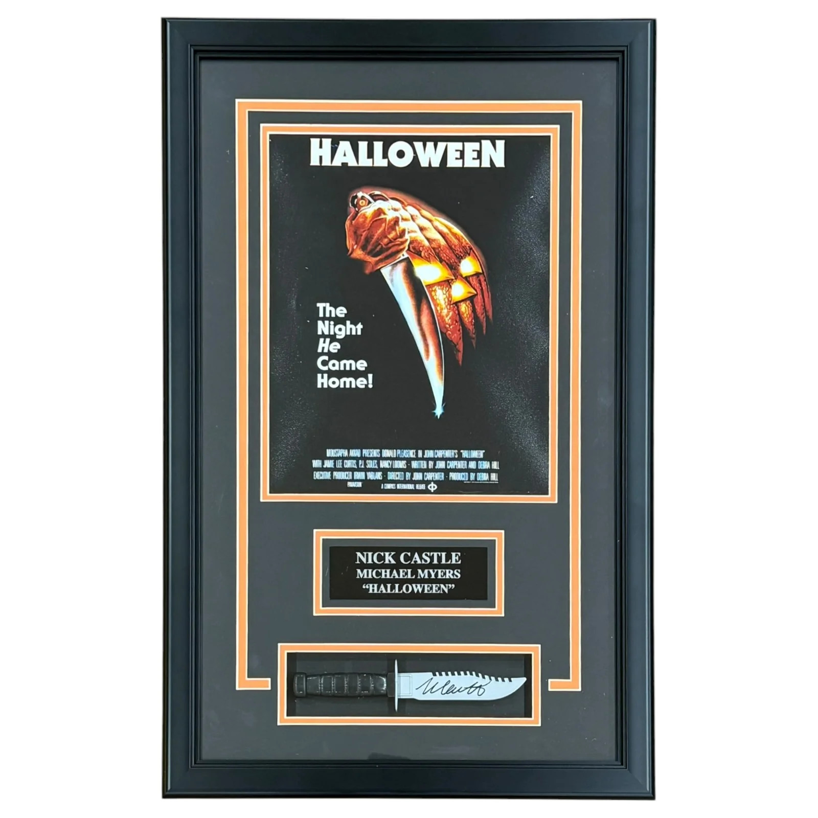 Nick Castle Autographed Halloween 11x14 Movie Poster Deluxe Framed Knife Shadowb Nick Castle Autographed Halloween 11x14 Movie Poster Deluxe Framed Knife Shadowb