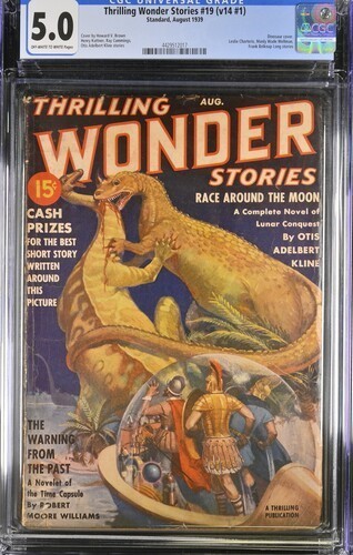 Thrilling Wonder Stories 1939 August, #19. Dinosaur cover. CGC.   Pulp