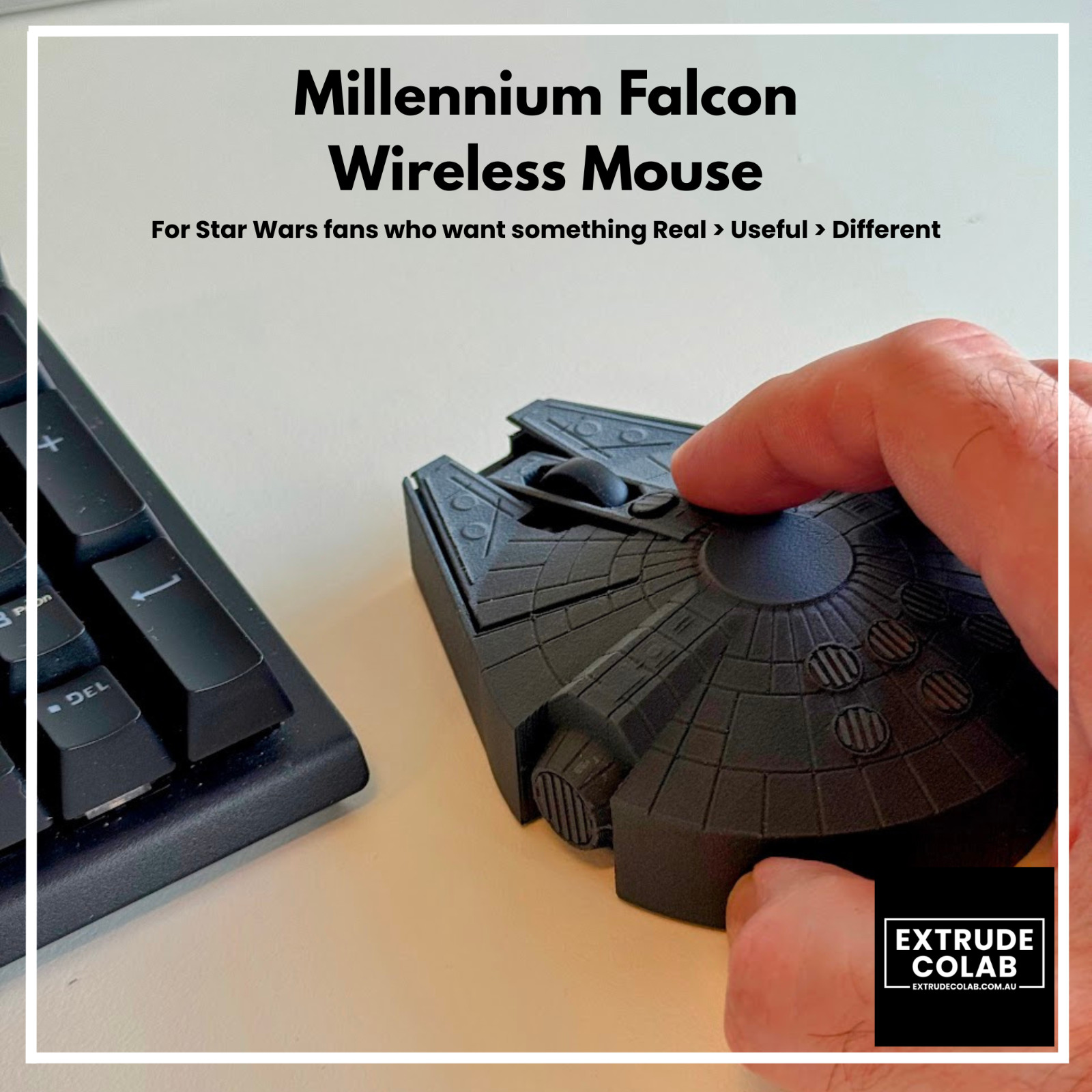 Millennium Falcon Wireless Mouse: Star Wars Desk Mac/PC | Imperial Grey Fan Inso