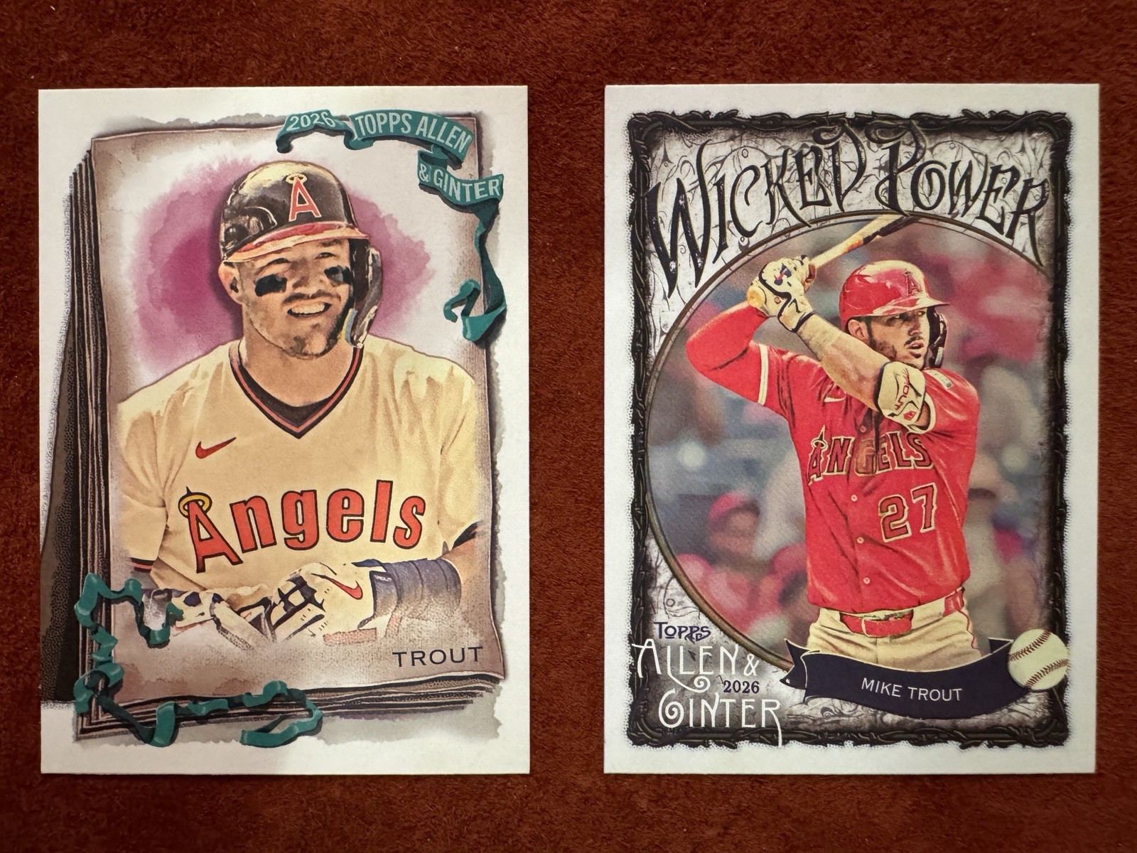 TWO CARDS - Topps Allen & Ginter - Mike Trout - Angels Card #27 & Card WP-22