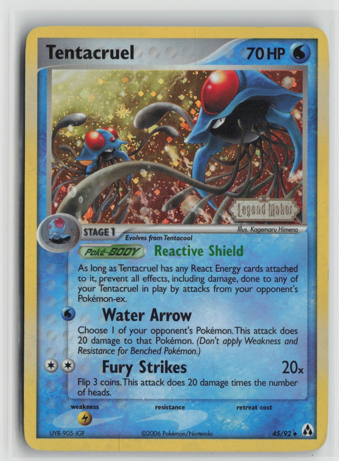 Tentacruel Uncommon Reverse Holo LM 45/92 DMG Tentacruel Uncommon Reverse Holo LM 45/92 DMG