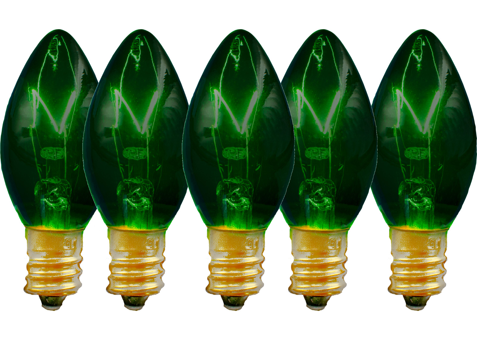 C-7 GREEN CLEAR STEADY LIGHT BULBS - BRAND NEW 1 BOX OF 25 C7 E12 CHRISTMAS C-7 GREEN CLEAR STEADY LIGHT BULBS - BRAND NEW 1 BOX OF 25 C7 E12 CHRISTMAS