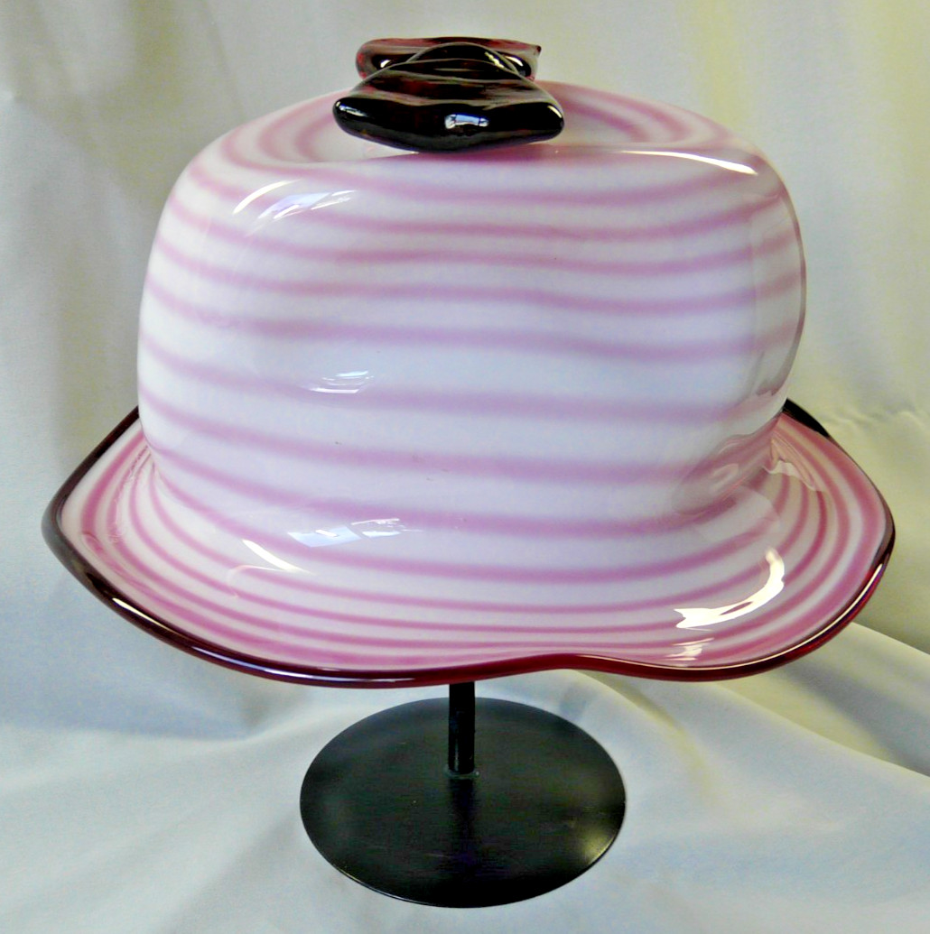 Vintage 1993 Brian Brenno Signed Blown Art Glass with Metal Stand