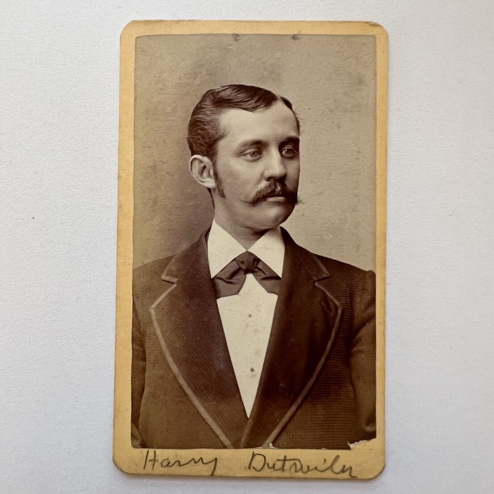 Antique CDV Photograph Handsome Young Man ID Harry Dutwiler Signed Columbus OH