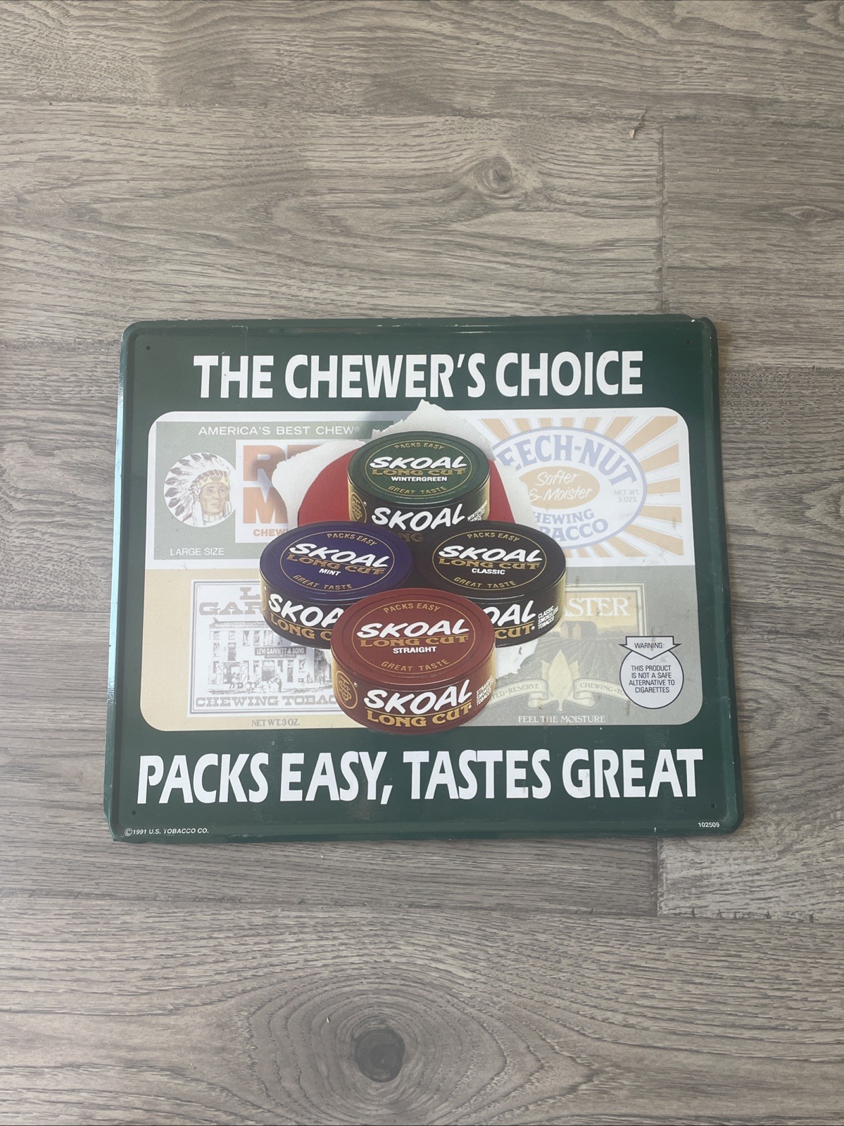 Vintage 1991 SKOAL Metal Advertising Sign 
