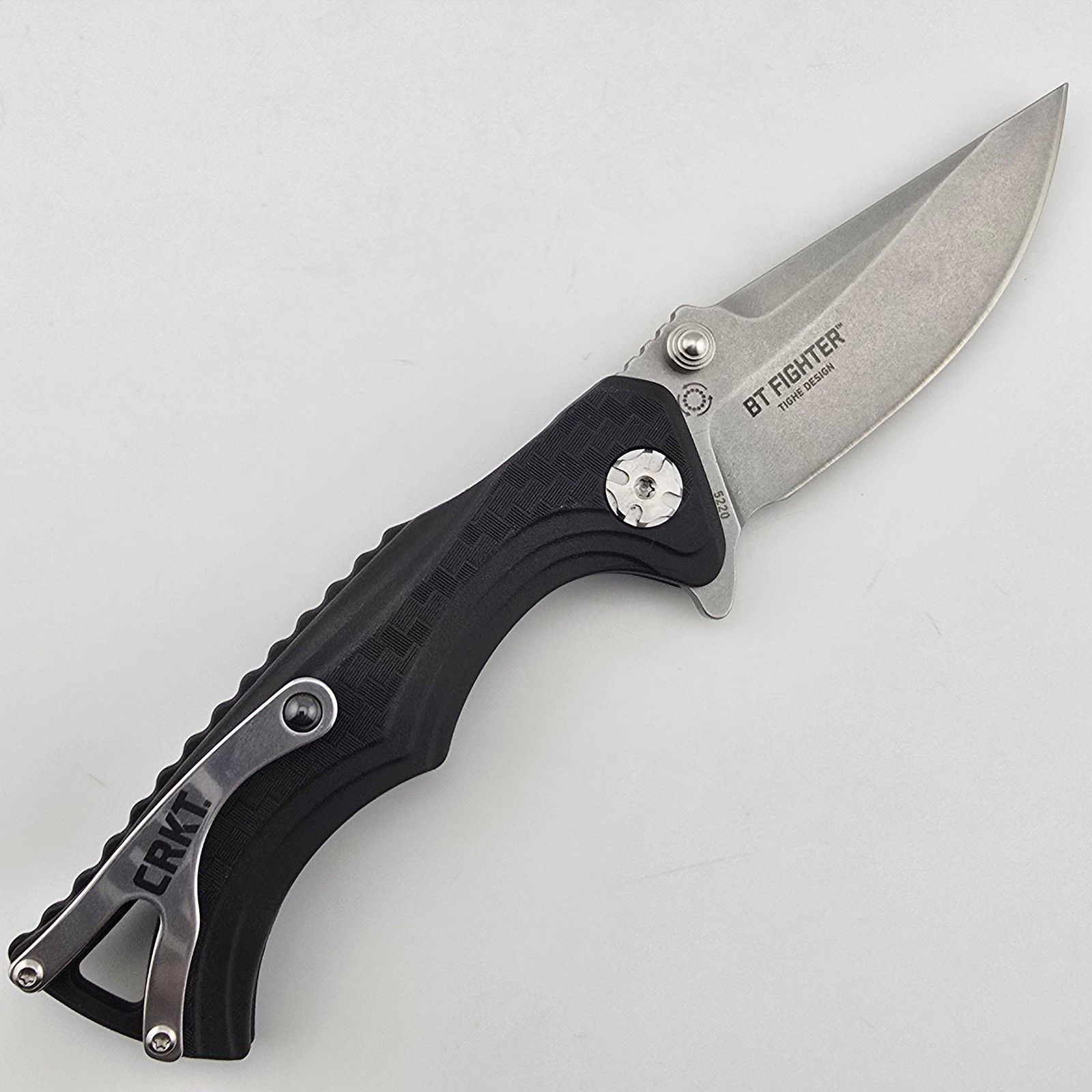 CRKT BT Fighter Compact 5220 Folding Knife Drop Point 8Cr13MoV GRN Button Lock