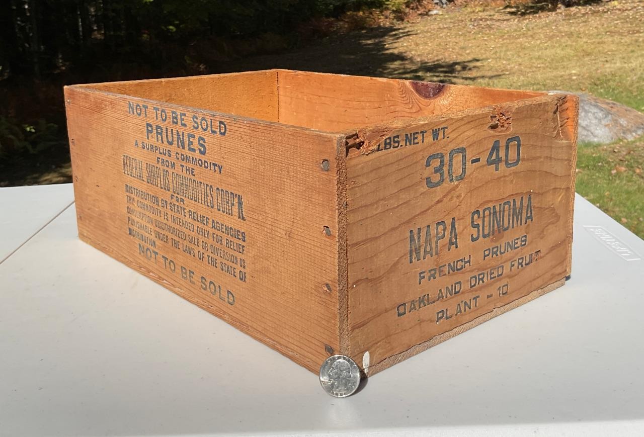 Vintage Wood Ship Box  Napa Sonoma French Dried Prunes 15.5\