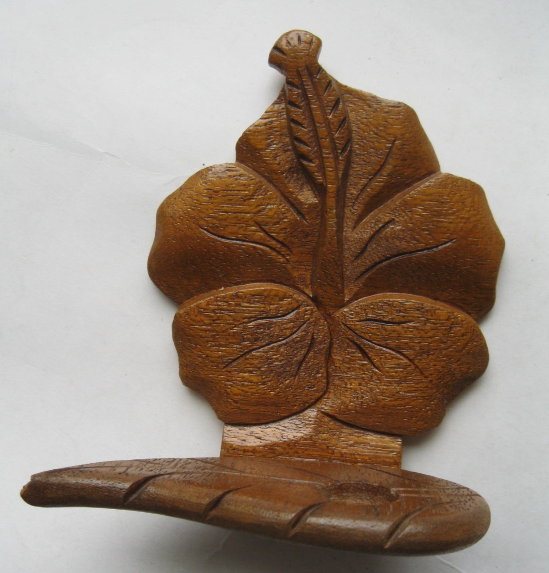 Vintage 1950\'s HAWAIIAN HIBISCUS Wood Perfume Bottle Holder Honolulu