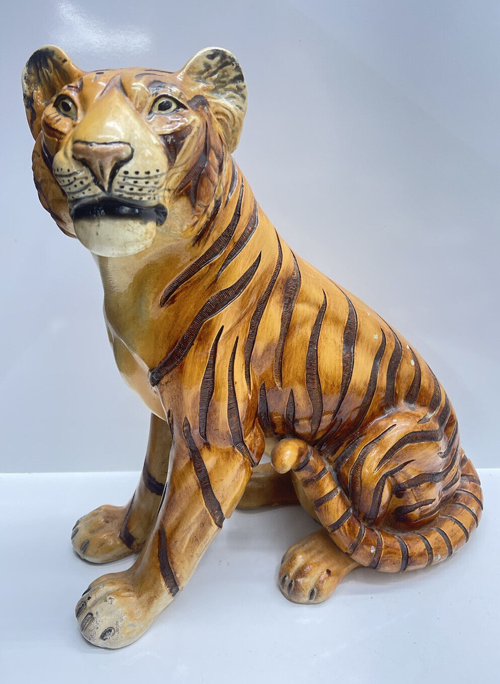 Mar Wal Ind. Inc. Bengal Tiger Sculpture Chalkware Composition (14 In Tall) Rare