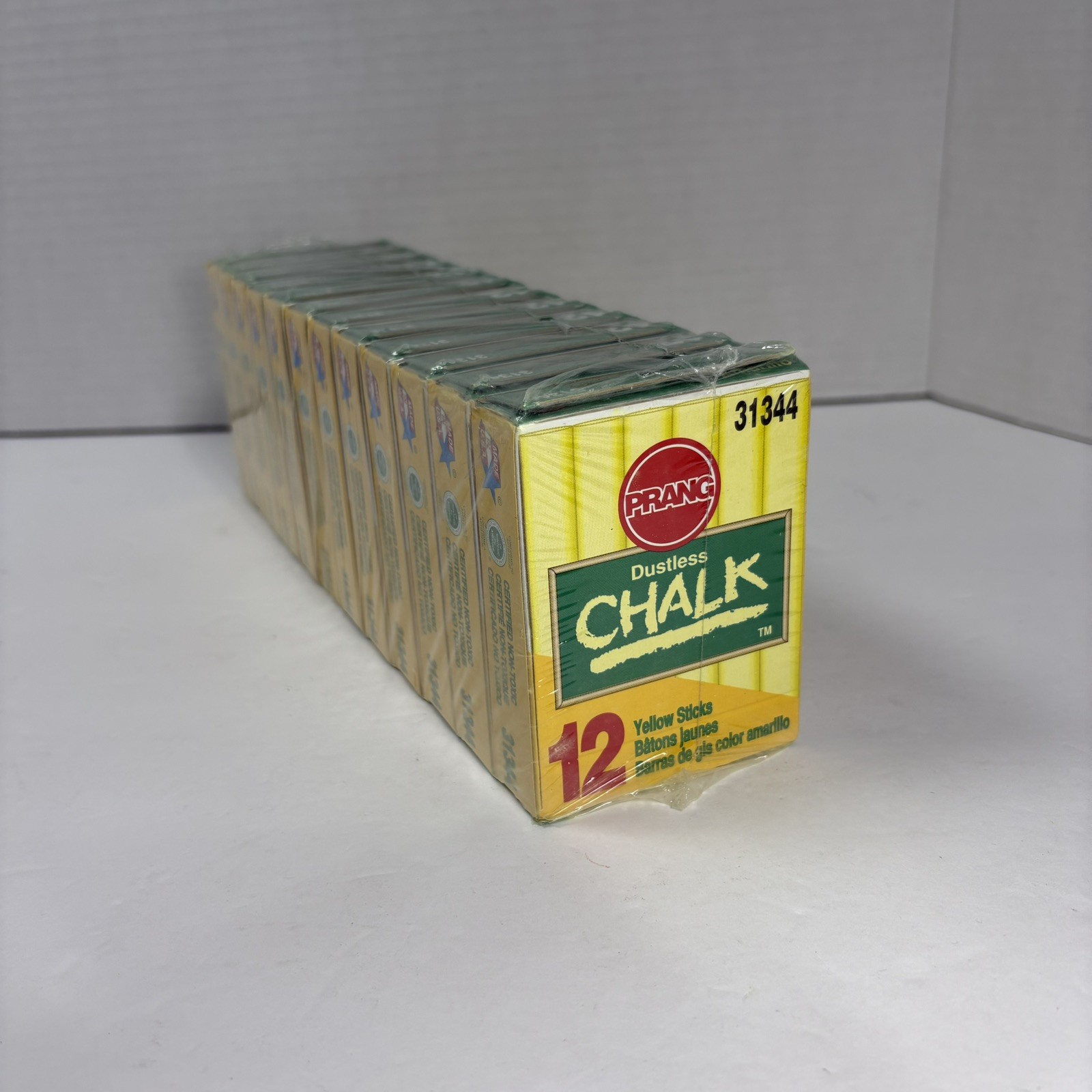 Vintage Prang Hygieia Yellow 31-144Y Dustless Chalk 12 Boxes 144 Total Pcs 