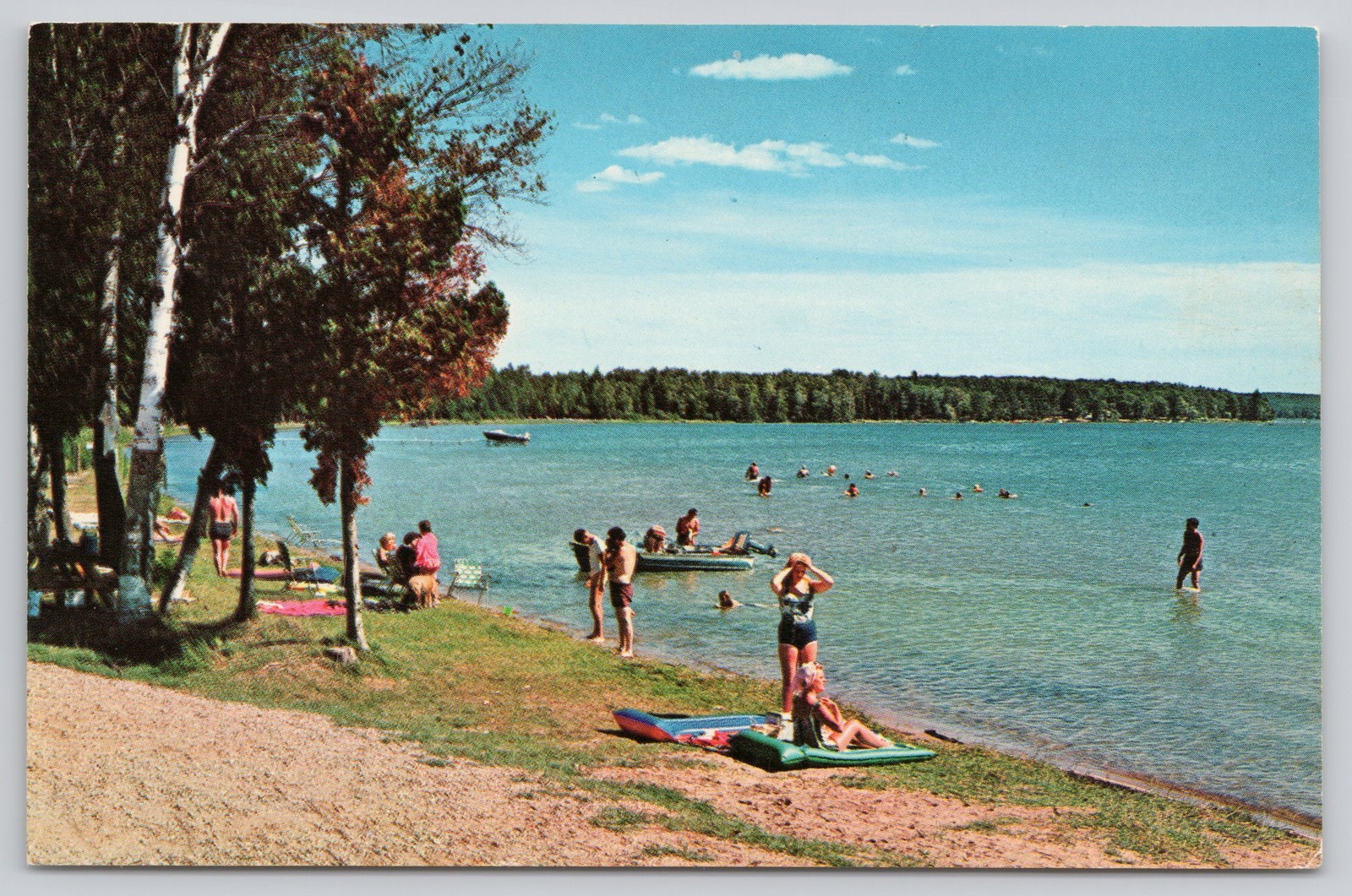 Lake Margrethe Public Beach Grayling Michigan Chrome Postcard Unposted Lake Margrethe Public Beach Grayling Michigan Chrome Postcard Unposted