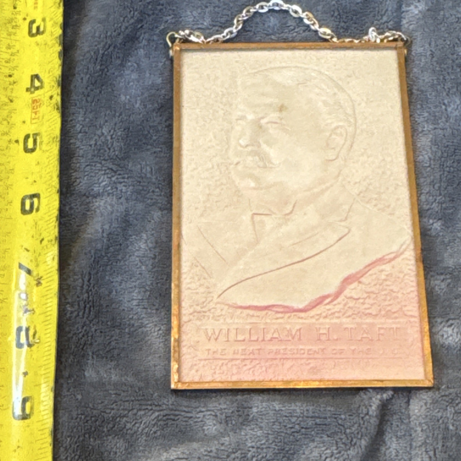 RARE 1908 William H Taft Presidential Campaign Postcard 3D BasRelief Framed 1909