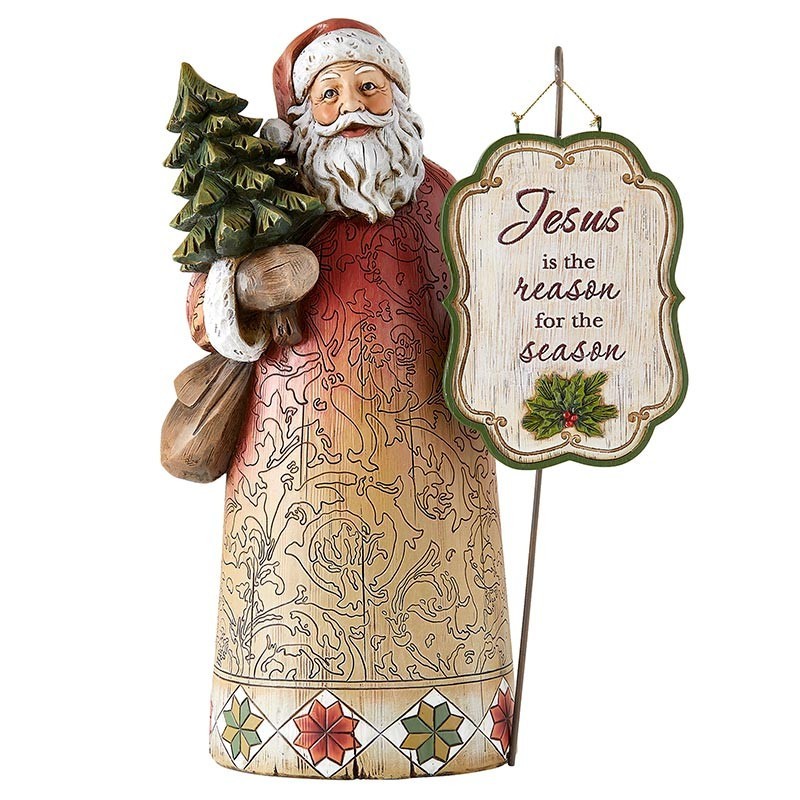 12.5'' Joyful Santa Hand Painted Statue Perfect Gift For Christmas Home Decor