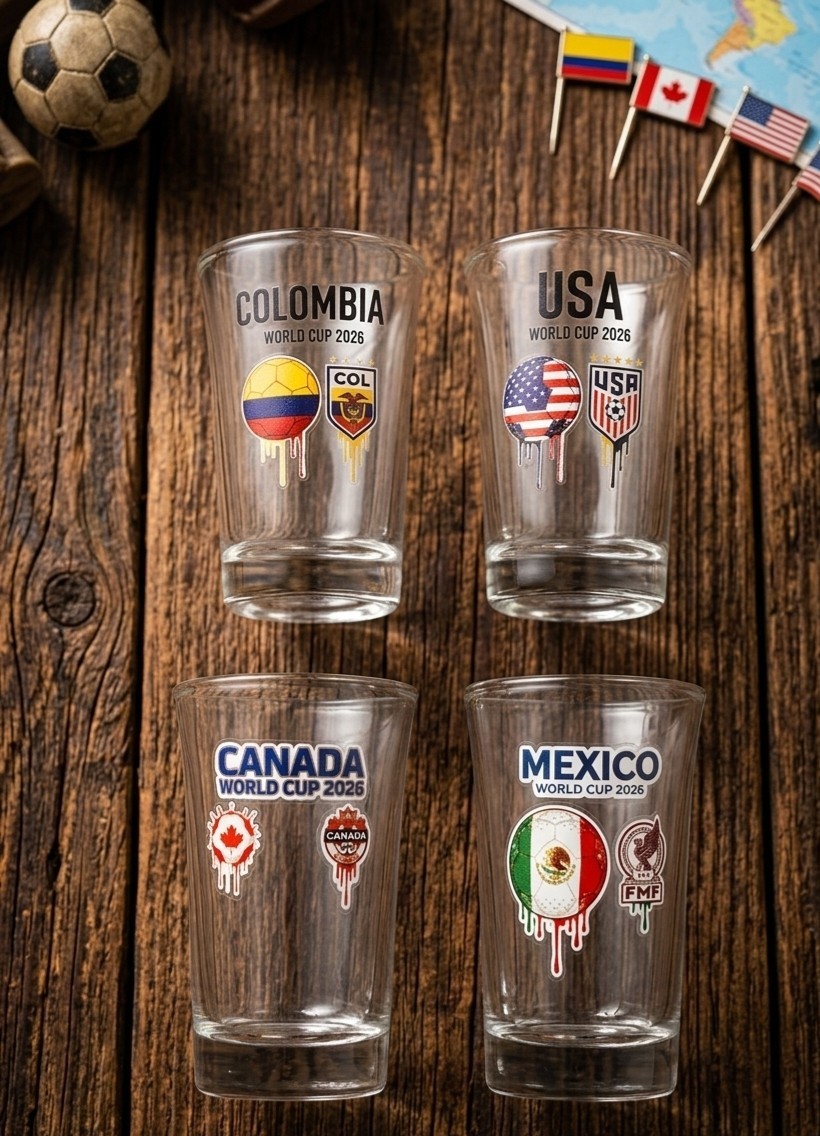 ​🏆COLOMBIA 2026 World Cup Collector’s Edition: 4-Piece Shot Glass Set (1.5 oz)