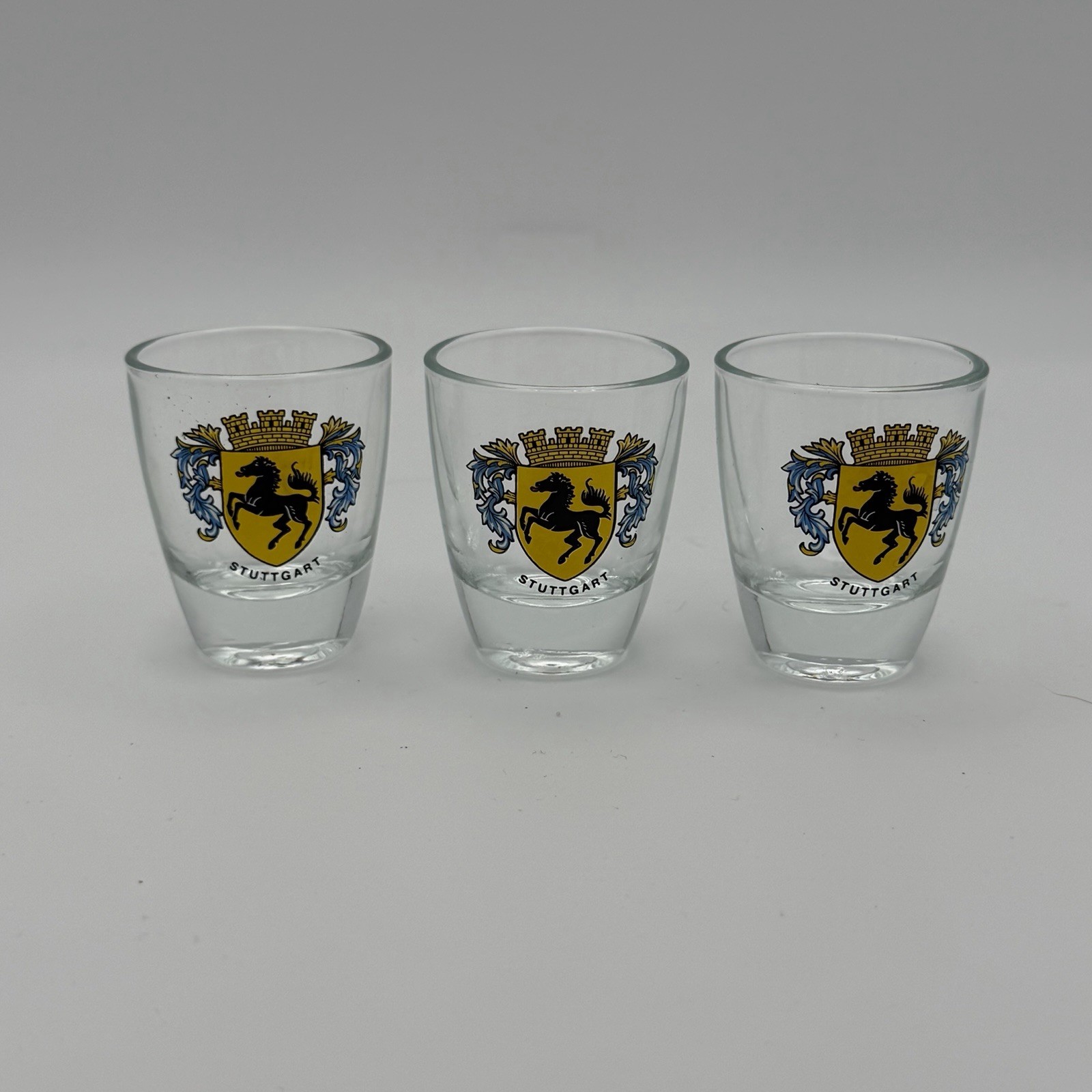 Stuttgart Germany Shot Glasses Set of 3 Coat of Arms Horse