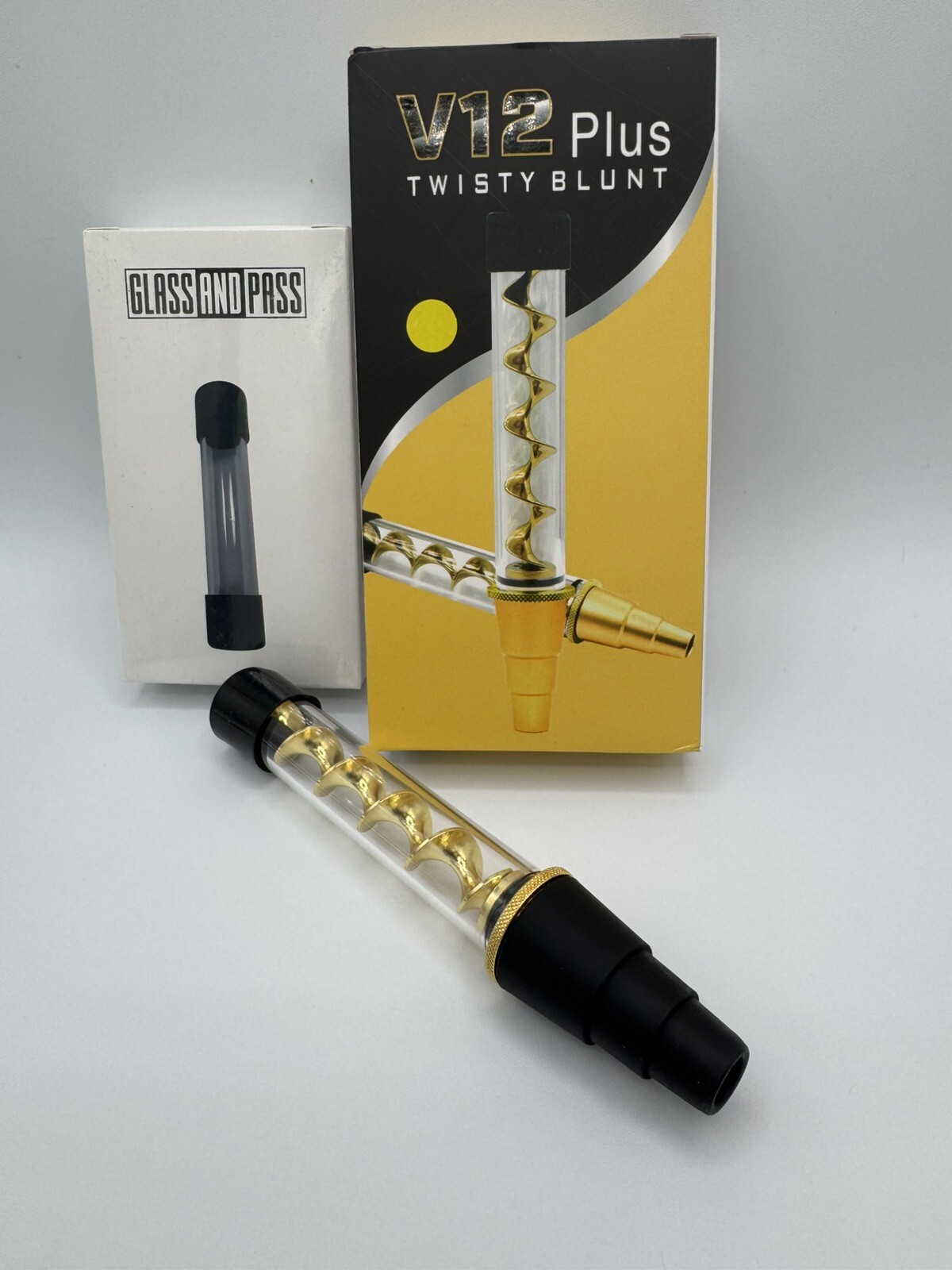 New Glass Blunt Pipe Twisty 7-in-1 Kit with Grinder Cleaning Rod & 3 Glass Tubes