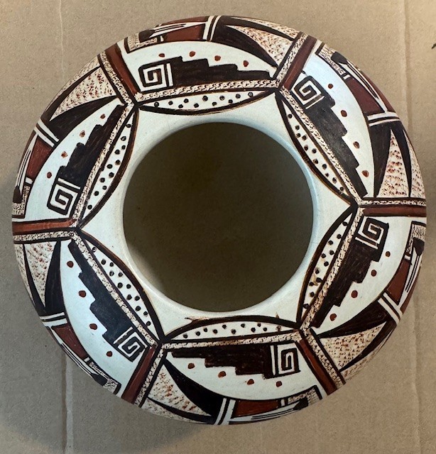 Hopi Pueblo Polychrome  Low Profile Pottery Signed Claudina Lomakema Size 6\
