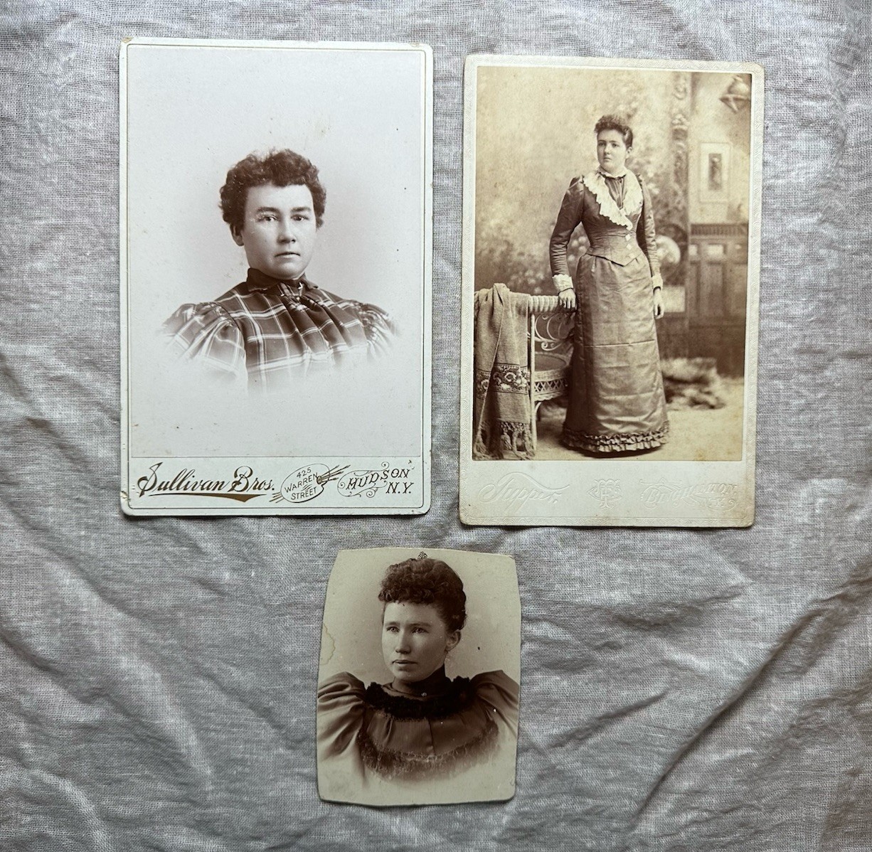 Lot of 3 Vtg NY Cabinet Card Photos Same Woman? Sullivan Bros Hudson Binghamton Lot of 3 Vtg NY Cabinet Card Photos Same Woman? Sullivan Bros Hudson Binghamton