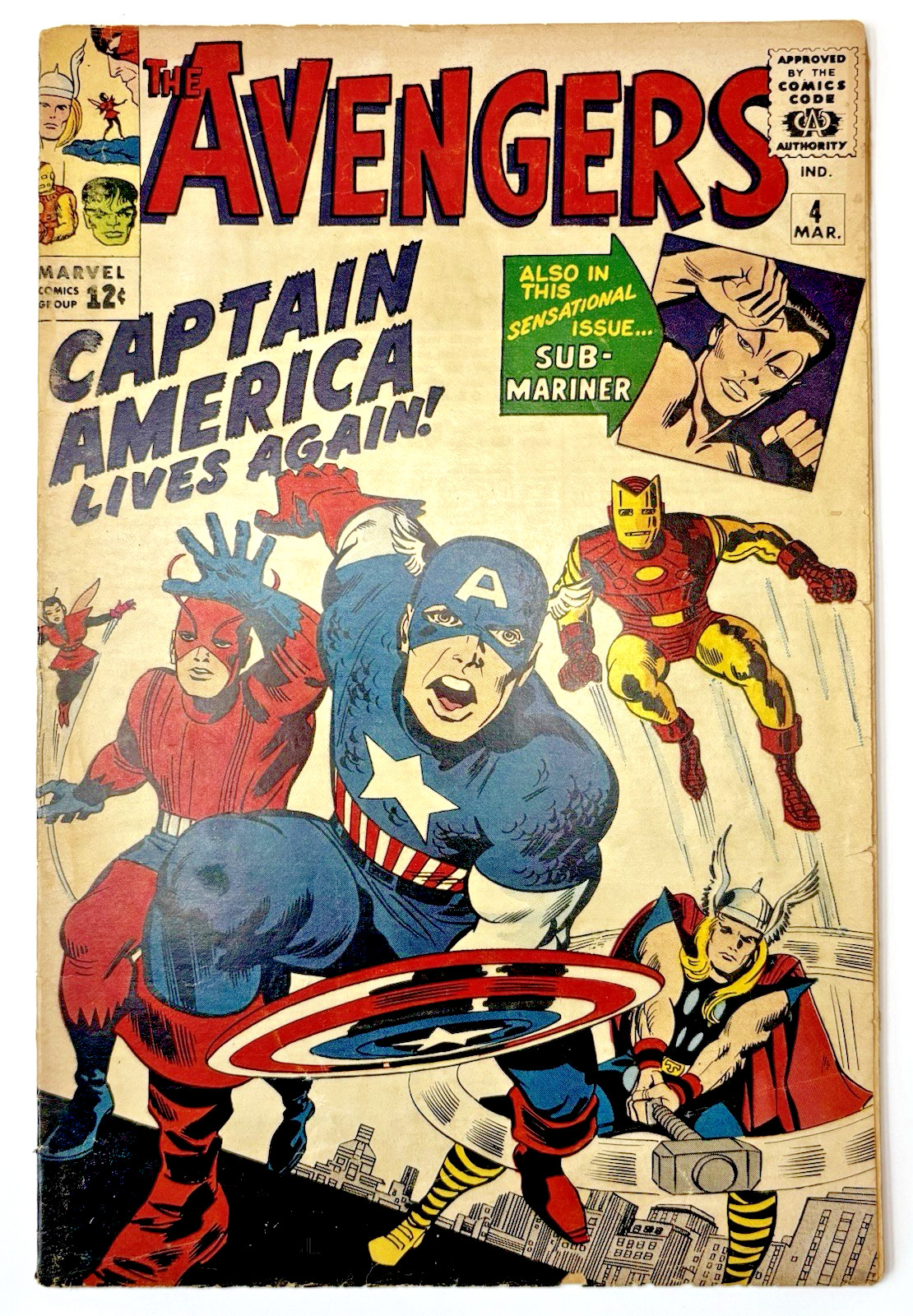 The Avengers #4 1964 Key 1st Captain America Silver Age Apperance Marvel MCU