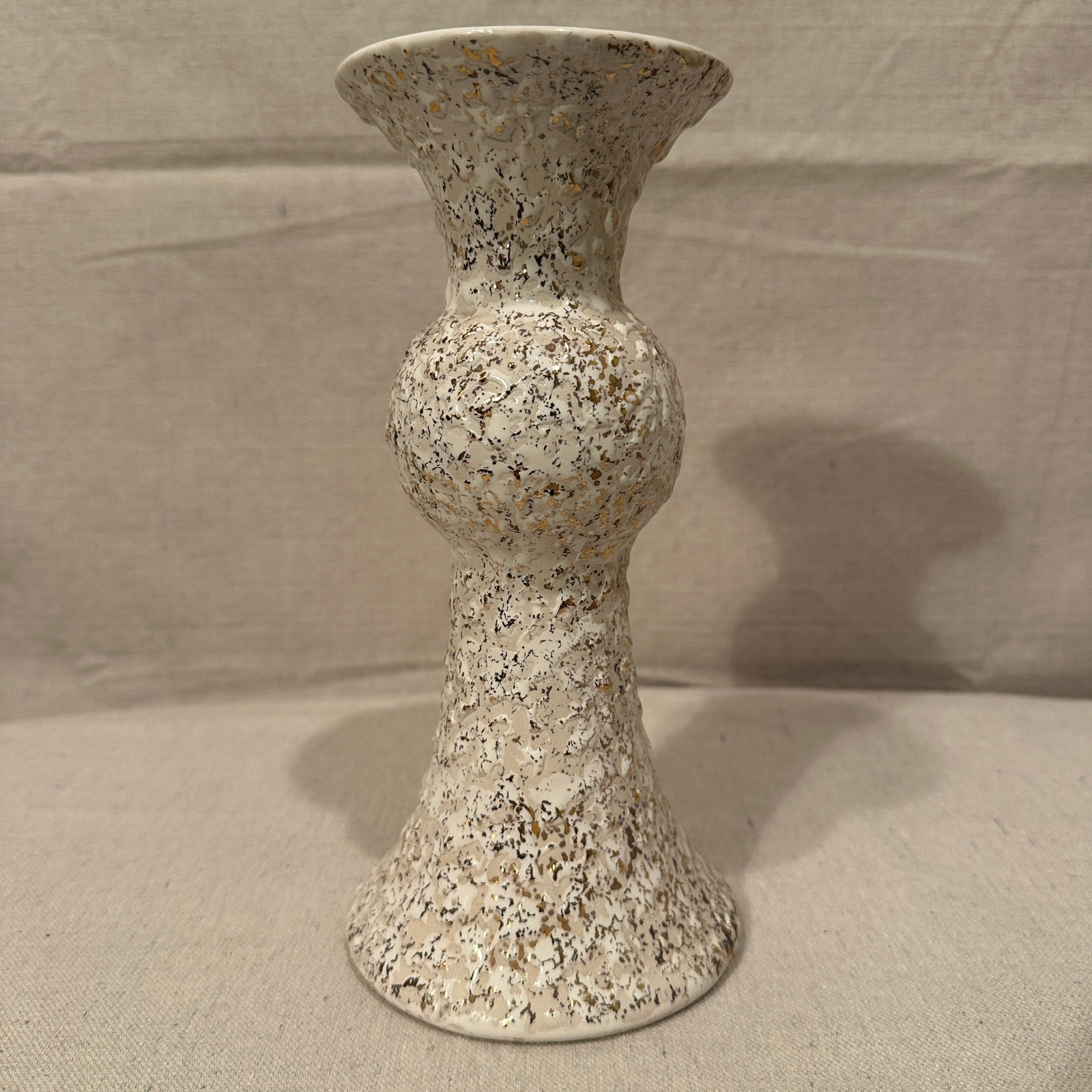 Vintage MCM Royal Haeger Pottery Vase Lava Glaze with Gold 9\
