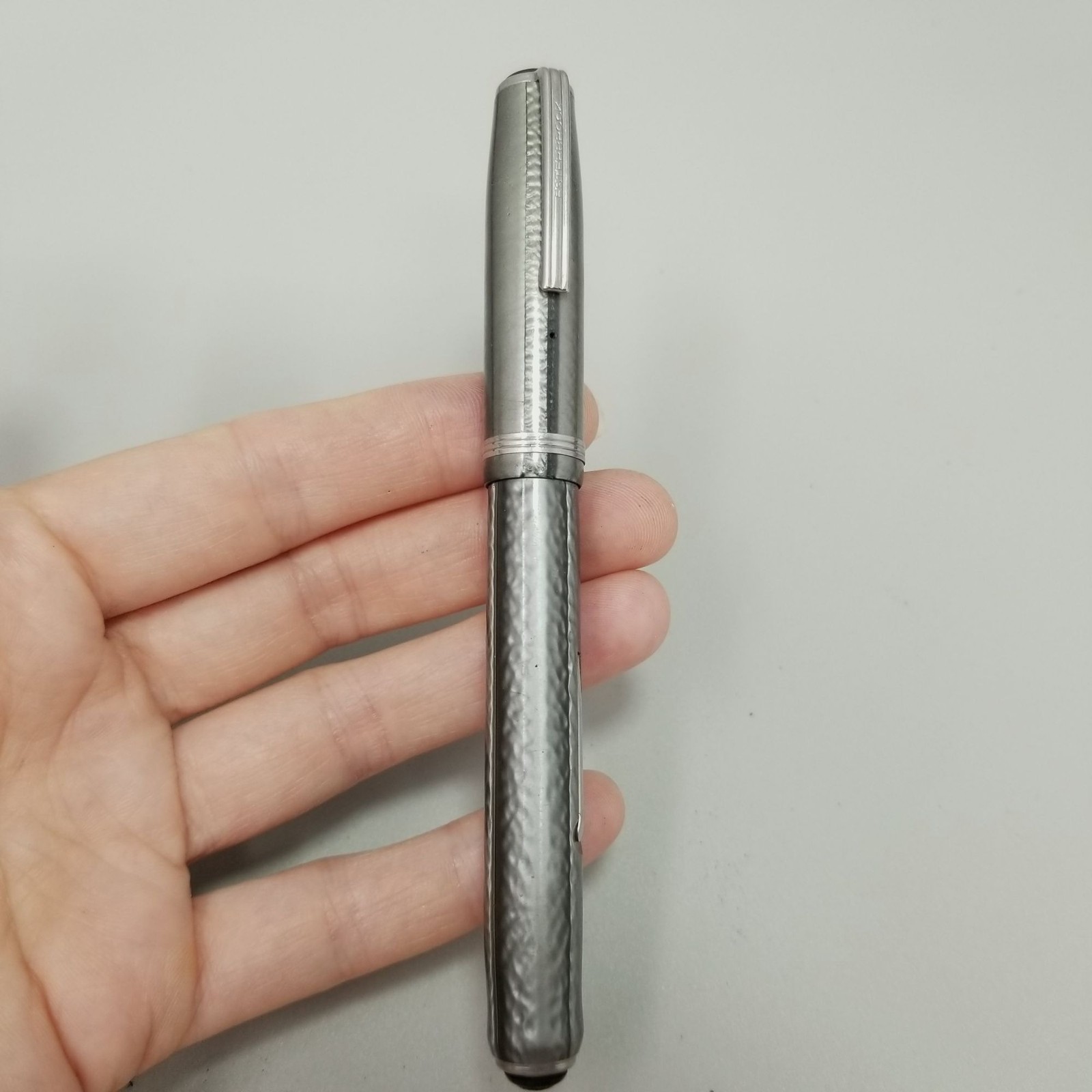 Vintage Esterbrook Grey Lever Fill Fountain Pen Silver Pearl Made in USA AS IS