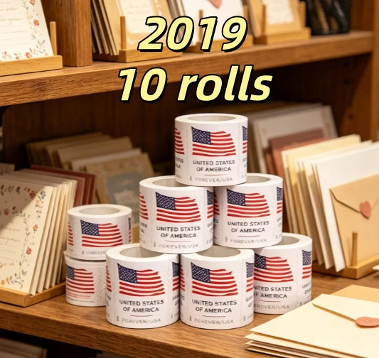 10 Roll Of 100 2019 U.S. Flag First Class US Postage Stamps 1000PCS New-- 10 Roll Of 100 2019 U.S. Flag First Class US Postage Stamps 1000PCS New--