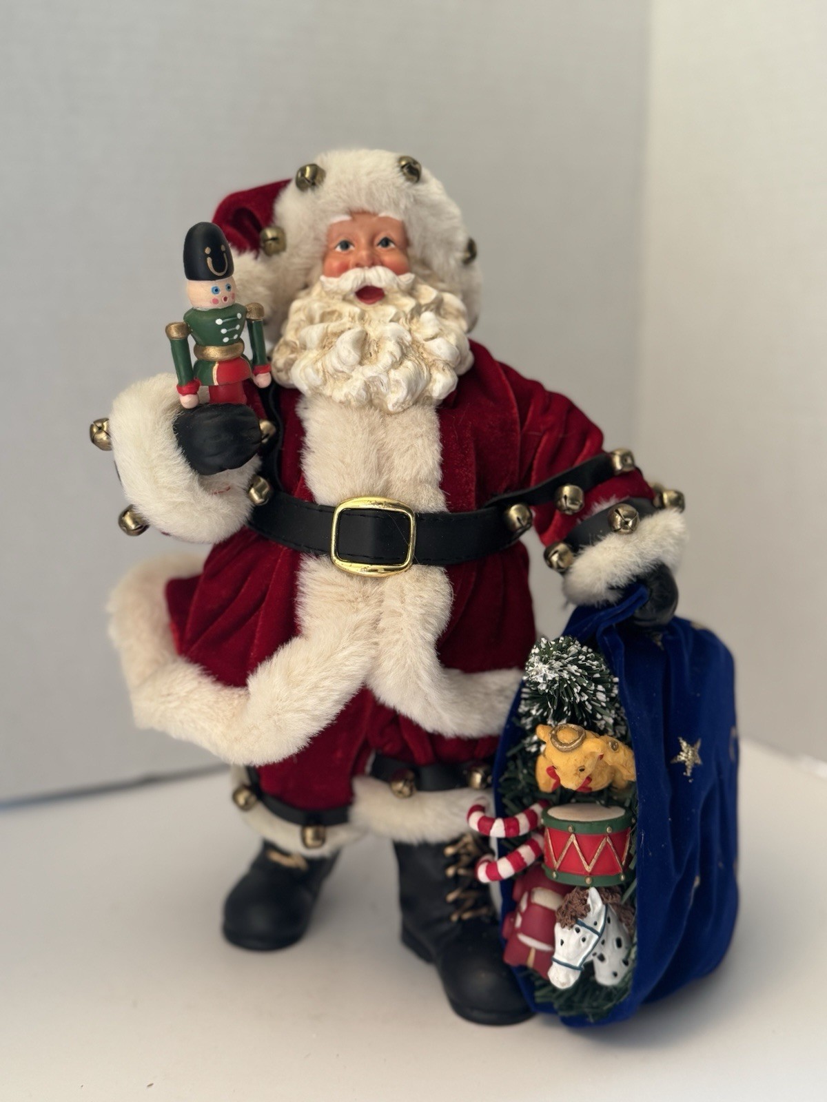 Macy’s Santa by Holiday Lane 11” Fabric Mache Standing Santa w/ Box (2001)