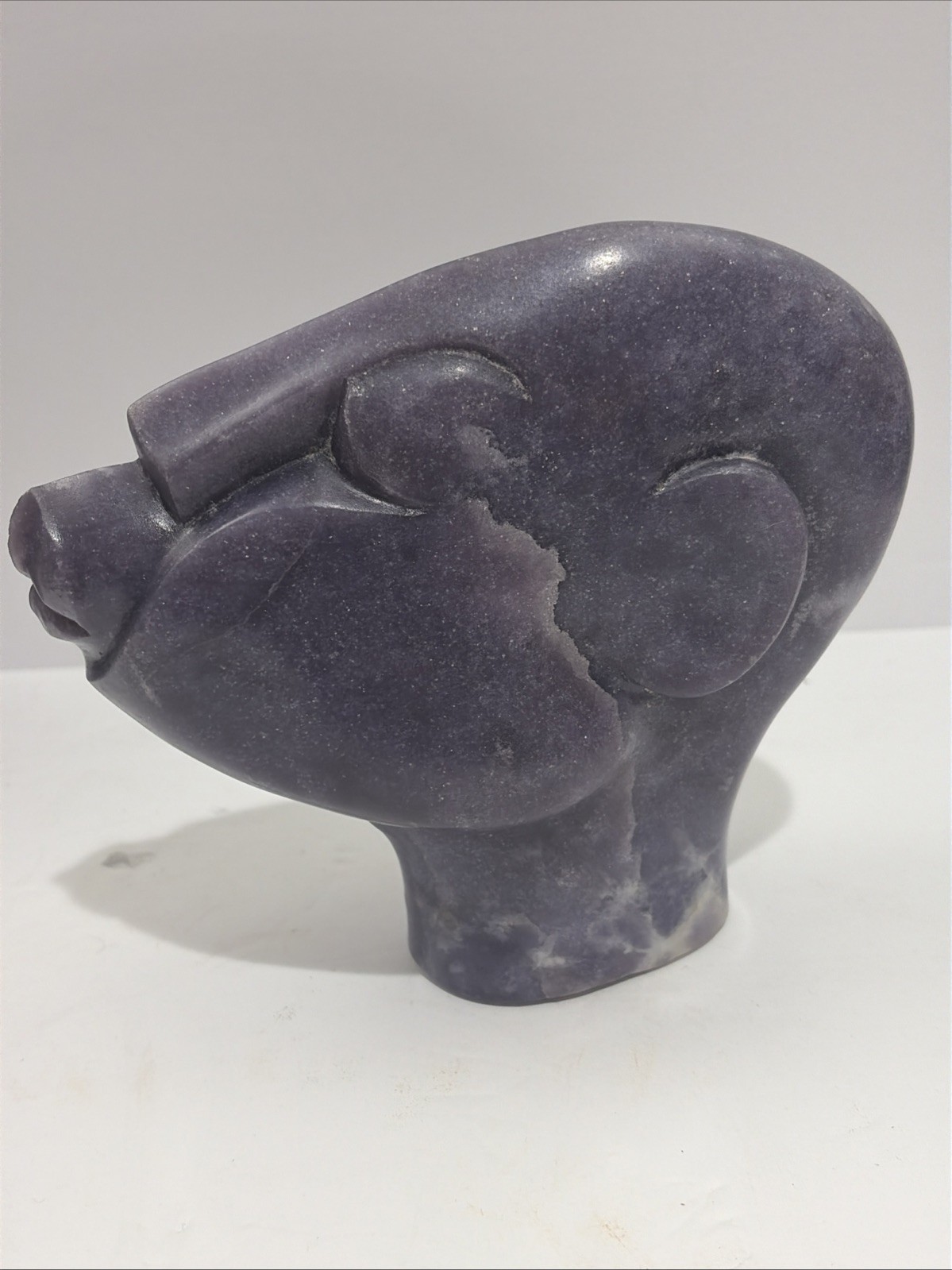 Zimbabwe Stone Sculpture African Shona Boy Face Bust Signed Square Chikwanda