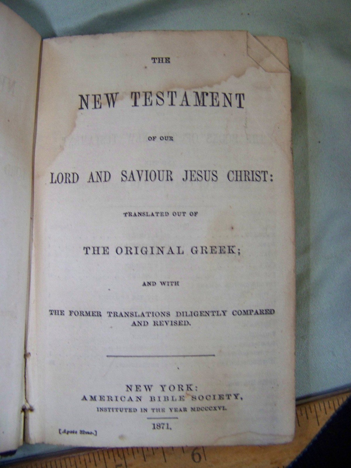 ANTIQUE 1871 New Testament Holy Bible ANTIQUE 1871 New Testament Holy Bible