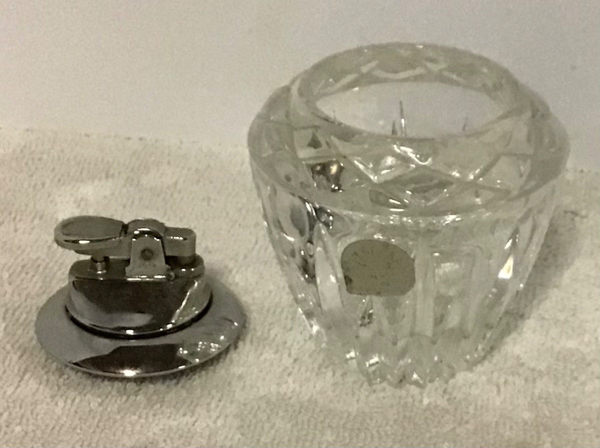 Vtg Princess House  Crystal Table Lighter Japan WORKING Partial Label