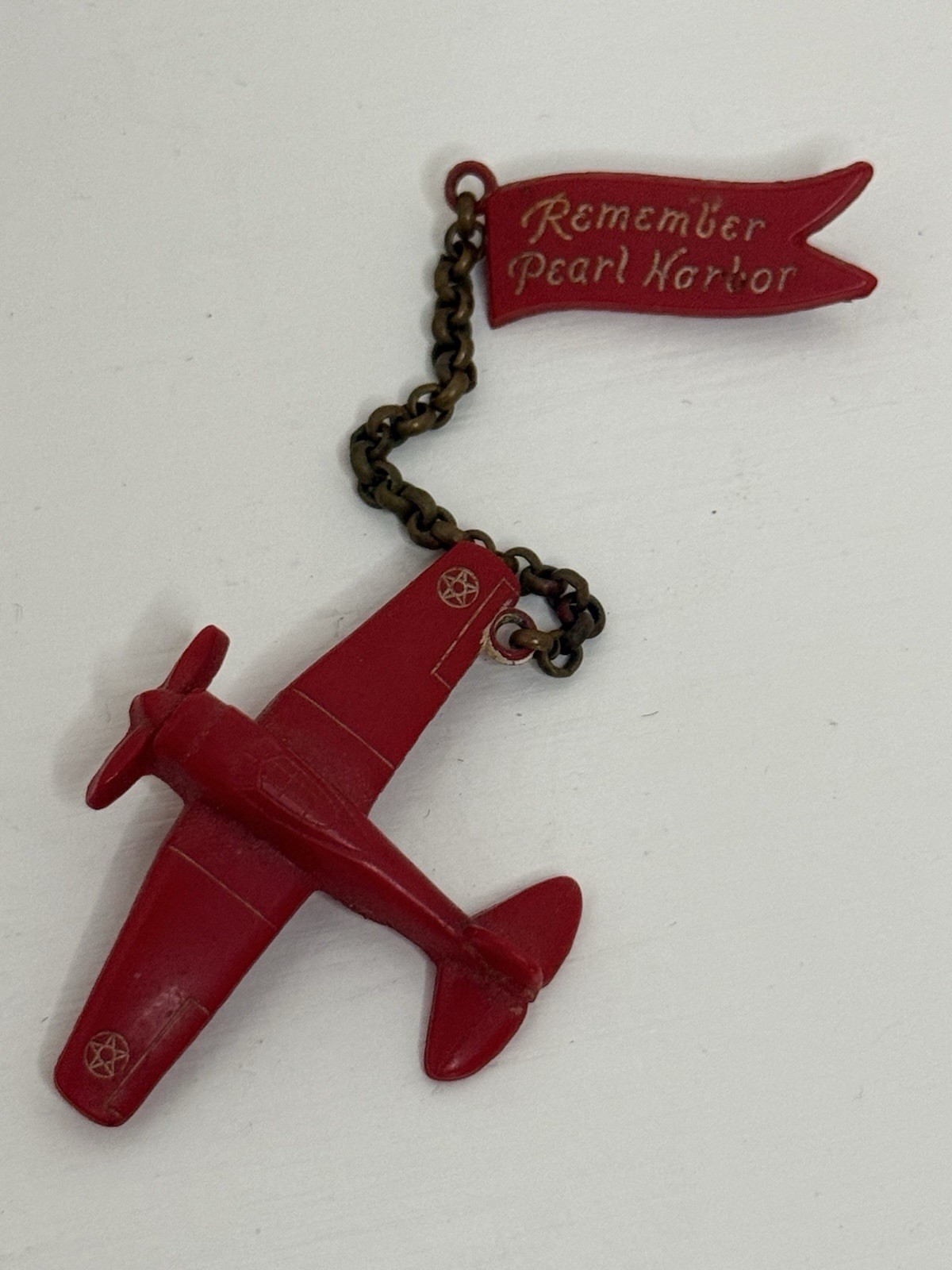 WWII Remember Pearl Harbor Plastic Airplane Sweetheart Pin Brooch Homefront