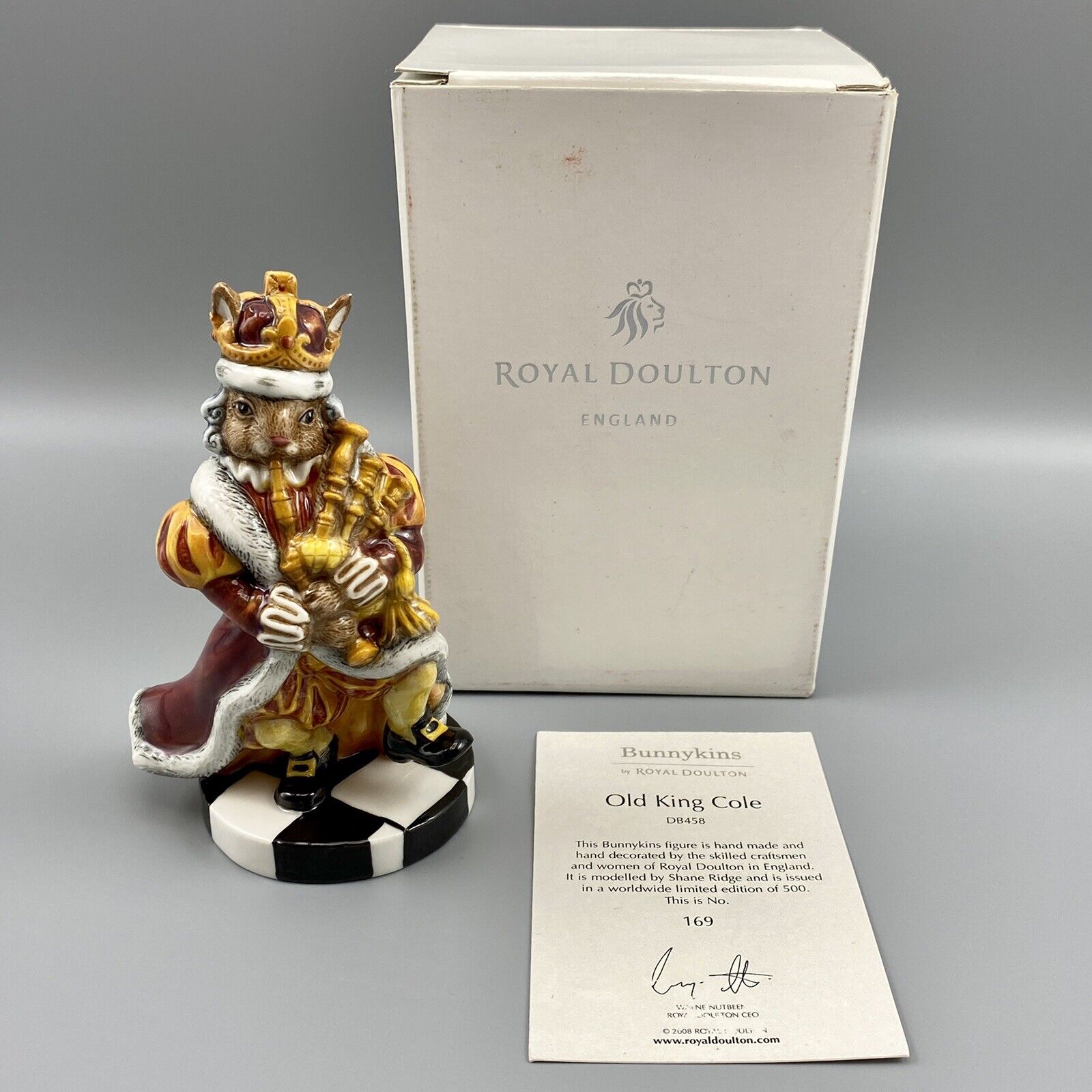 Bunnykins Royal Doulton Old King Cole Bunny Figurine 169/500 Signed Shane Ridge