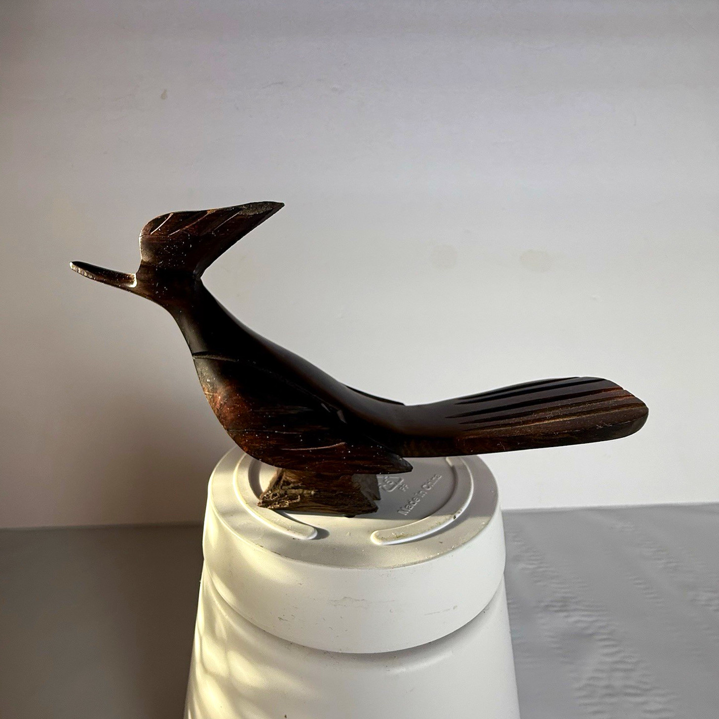 Vintage Hand Carved Ironwood Roadrunner Sculpture Bird Figurine 7\