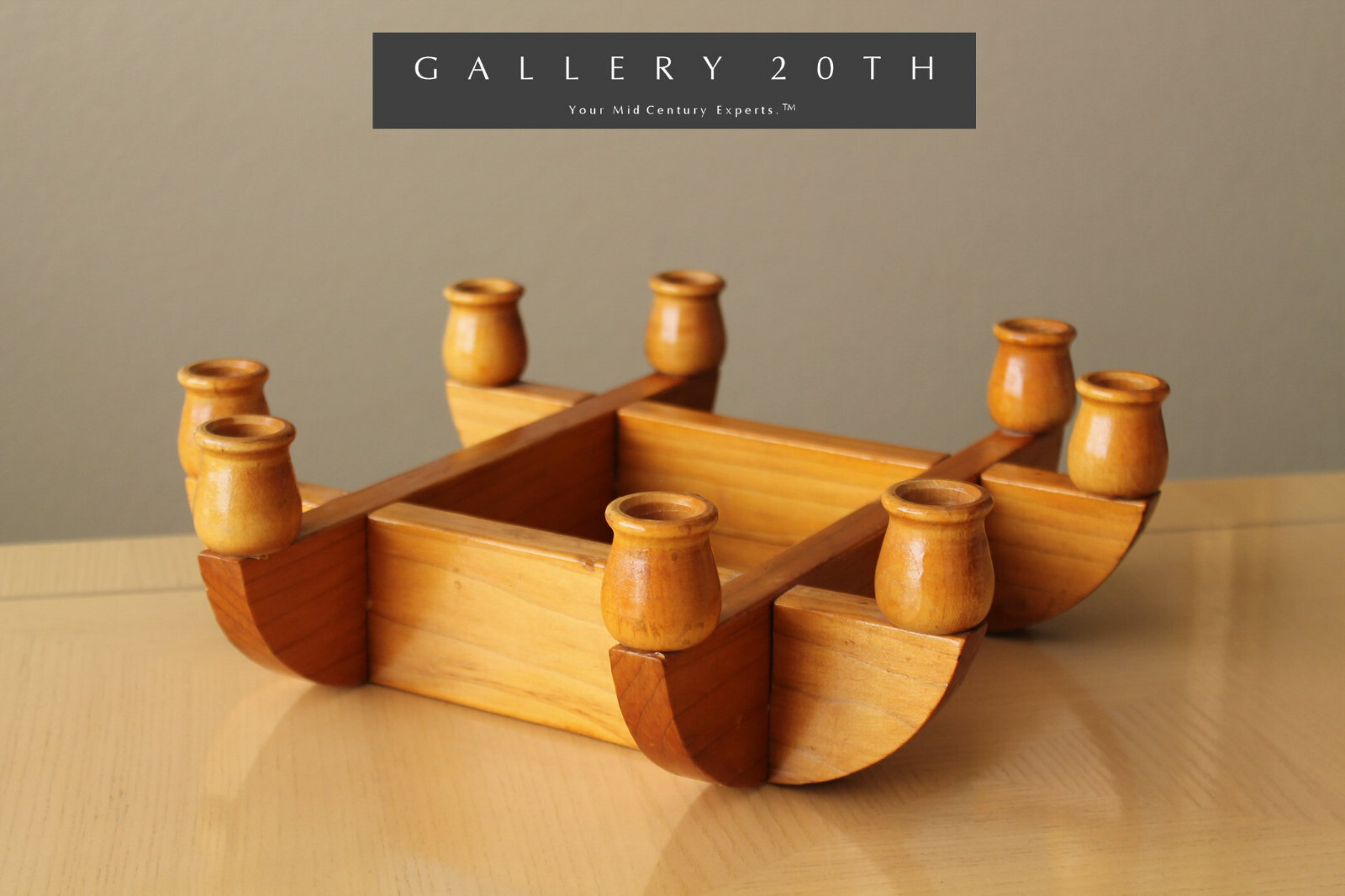 FAB SWEDISH MID CENTURY WOOD TABLE SCONCE HANDCARVED CANDLE HOLDERS 60S VTG MCM