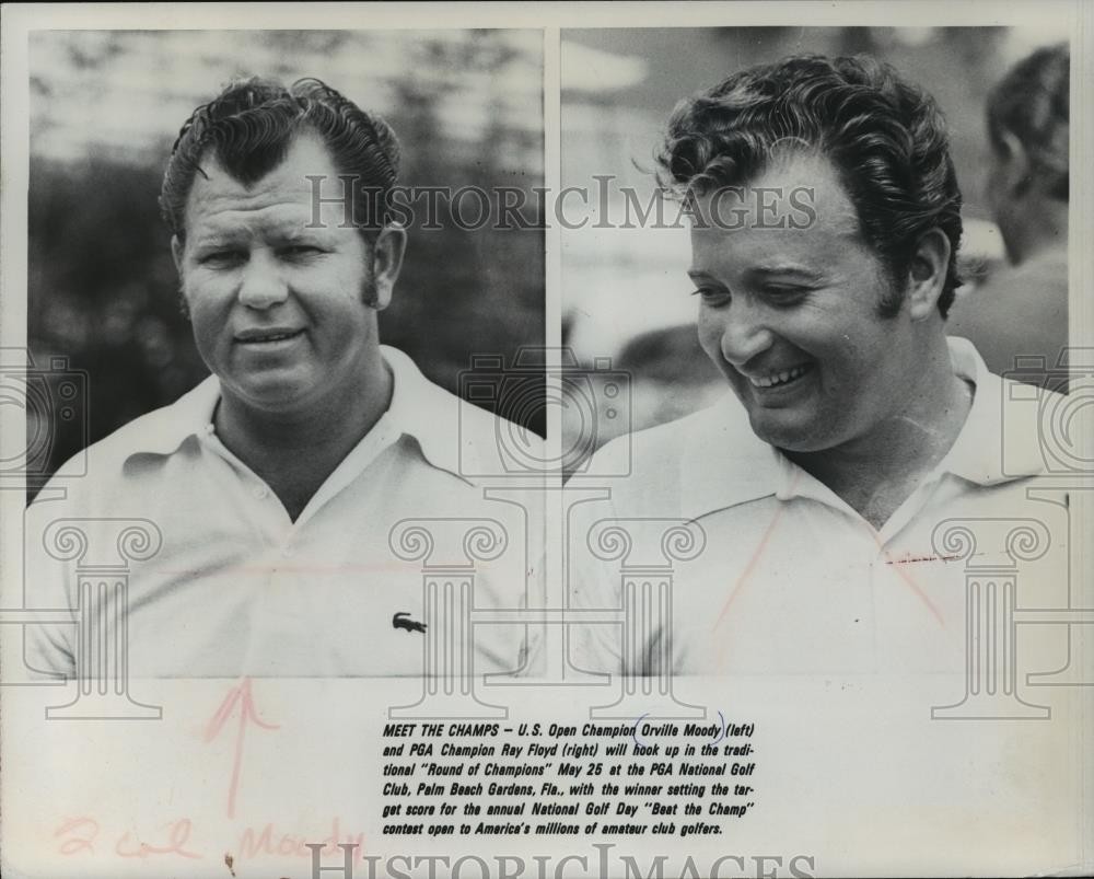 1970 Press Photo U.S. Open Champion Orville Moody (left) and PGA Champ Ray Floyd 1970 Press Photo U.S. Open Champion Orville Moody (left) and PGA Champ Ray Floyd