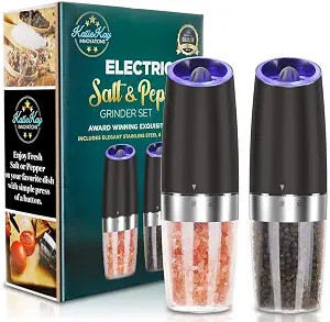 Gravity Electric Pepper and Salt Grinder Set, Adjustable Coarseness, Automatic