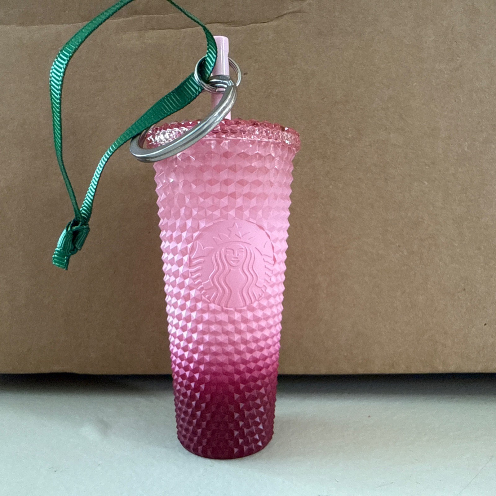 Starbucks 2022 Holiday Waxberry Blush Pink Ombre Studded Tumbler ornament 