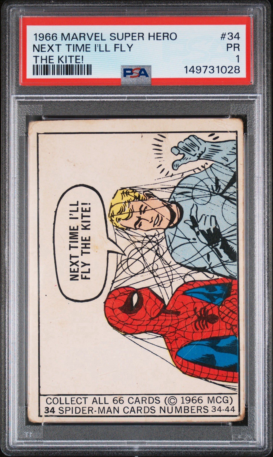 1966 Donruss Marvel Superhero #34 PSA 1 • Spiderman Rookie • Freshly Graded 📈🔥