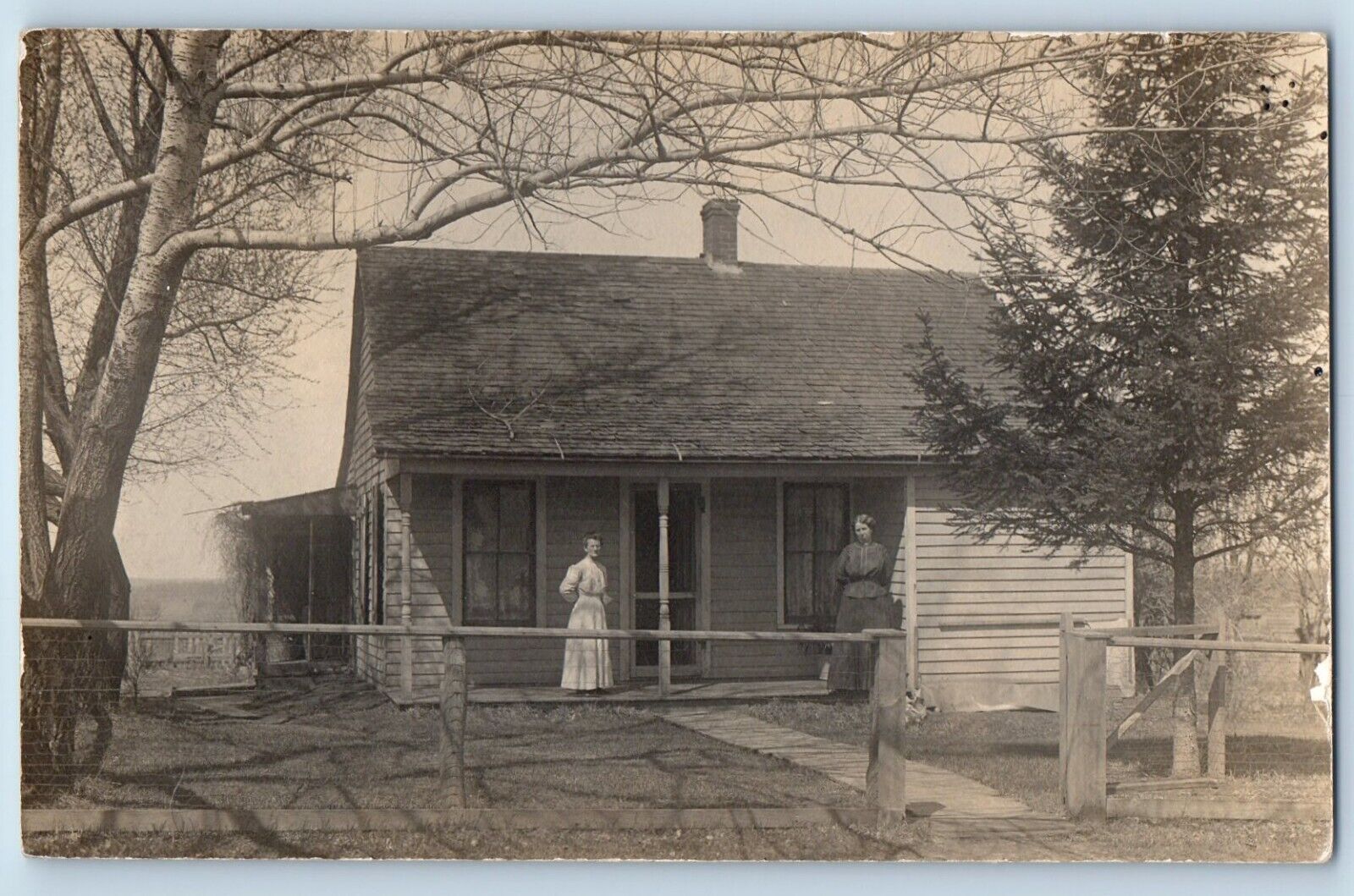 Belmont South Dakota SD Postcard RPPC Photo Woman Scene House Porch c1910's