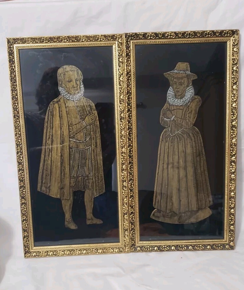Antique Brass Rubbings18x9 Leonard & Elizabeth Fearringtons Suffolk England 1611