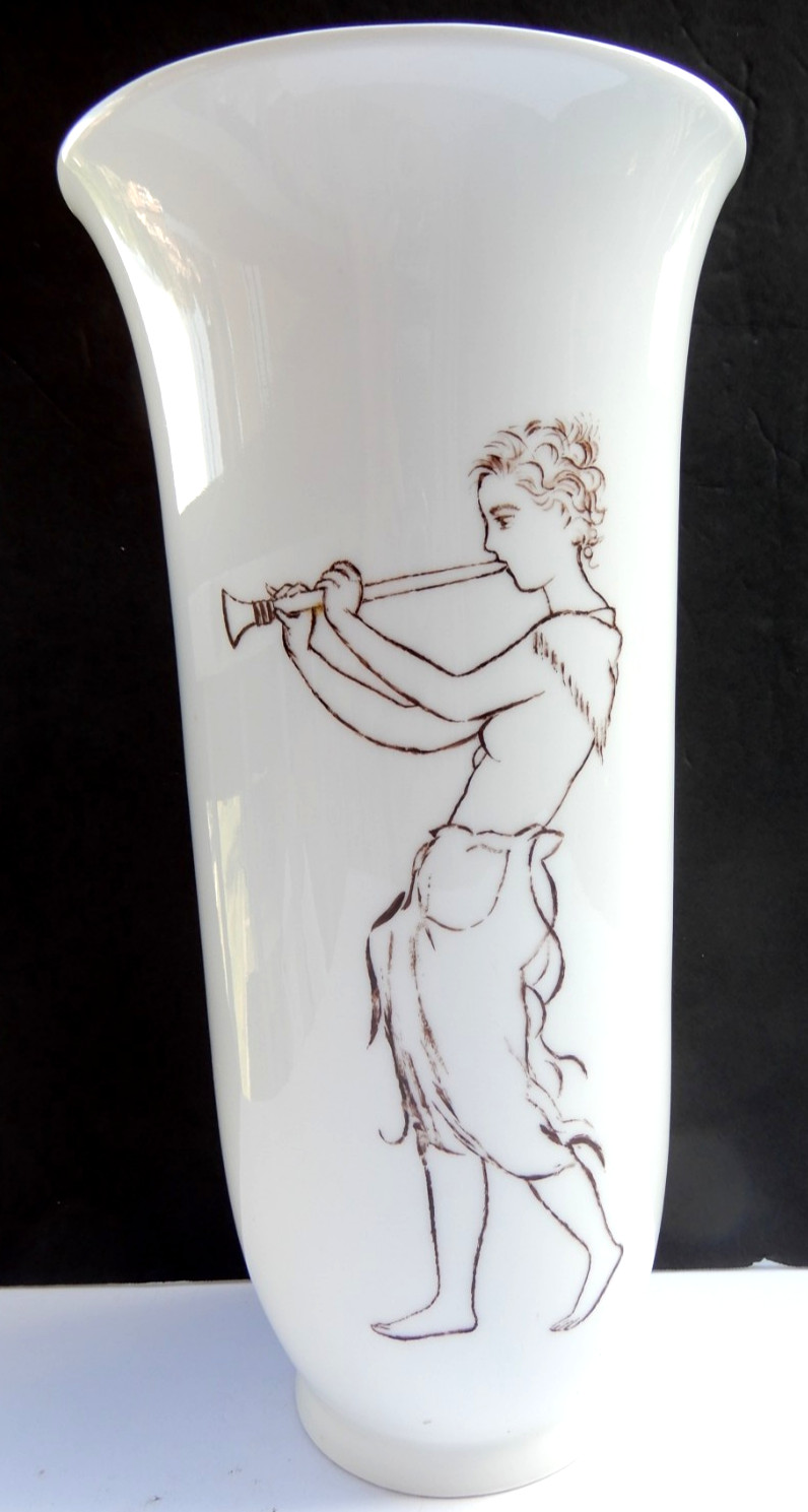 Vintage Large 13\' White Porcelain Vase | KPM | Scepter Mark. Heavy. Signed.