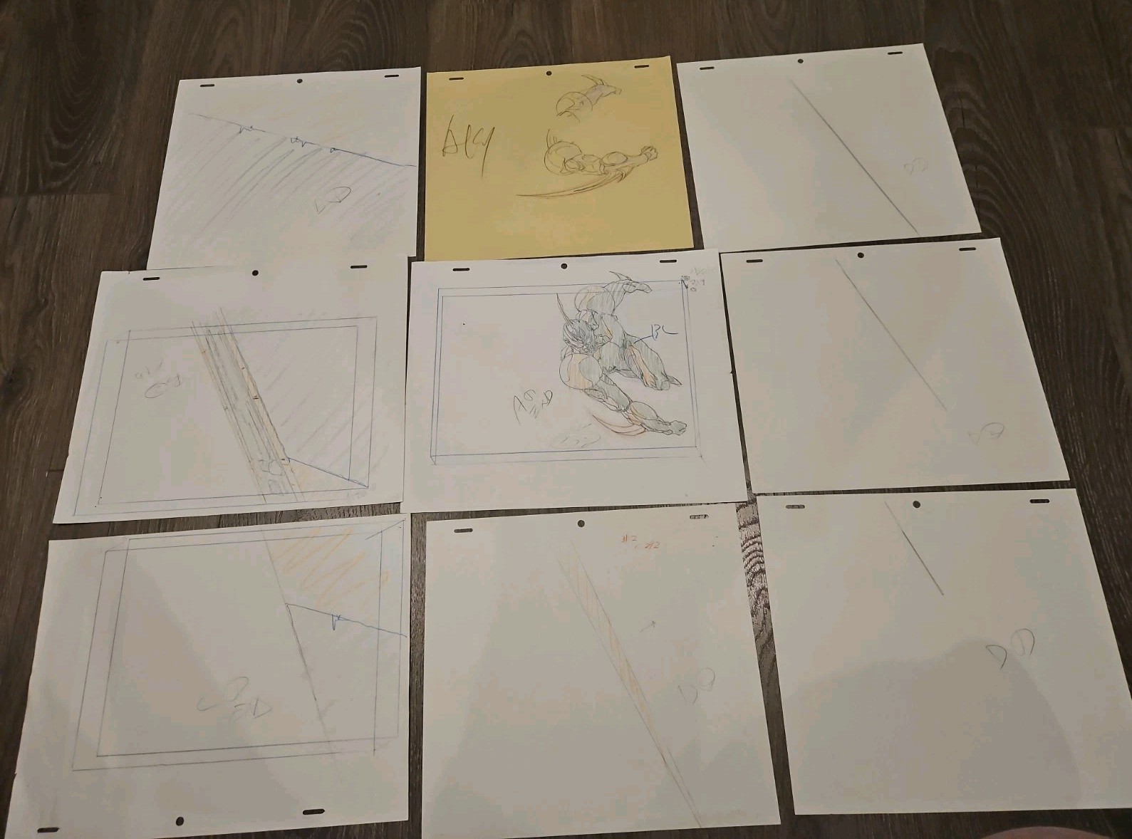 Guyver Original Production Douga Set (9) Anime Genga Sketches Bio-Booster Armor