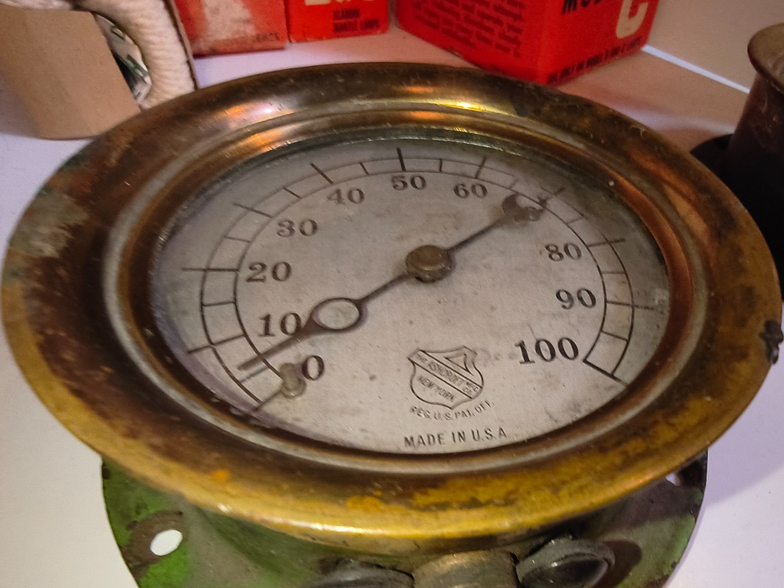 Antique Ashcroft 100 psi Pressure Steam Heating Gauge STEAMPUNK