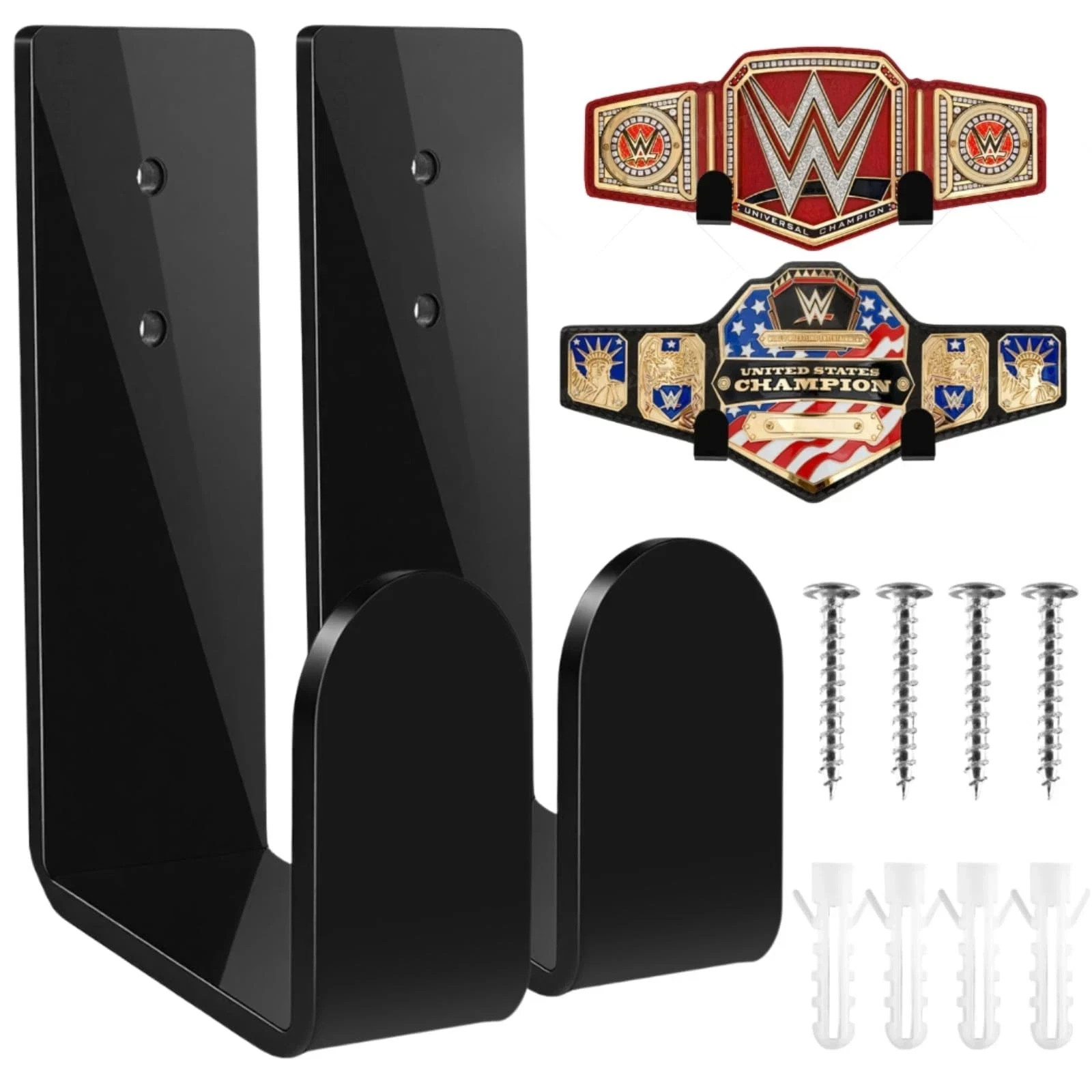 Championship Belt Wall Mount Display Holder Professional Wrestling Title Belt