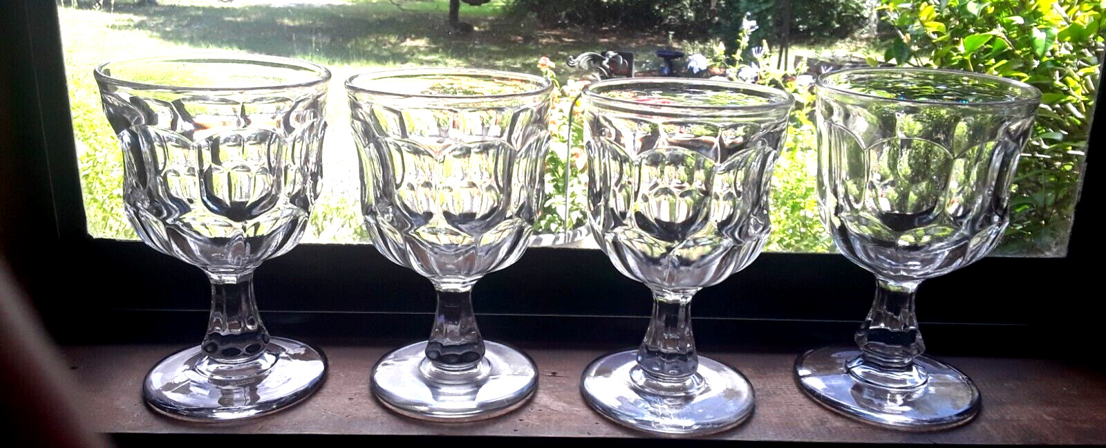 EAPG 12oz. ASHBURTON FLINT GLASS WATER GOBLETS - set of 4 - c. 1850s