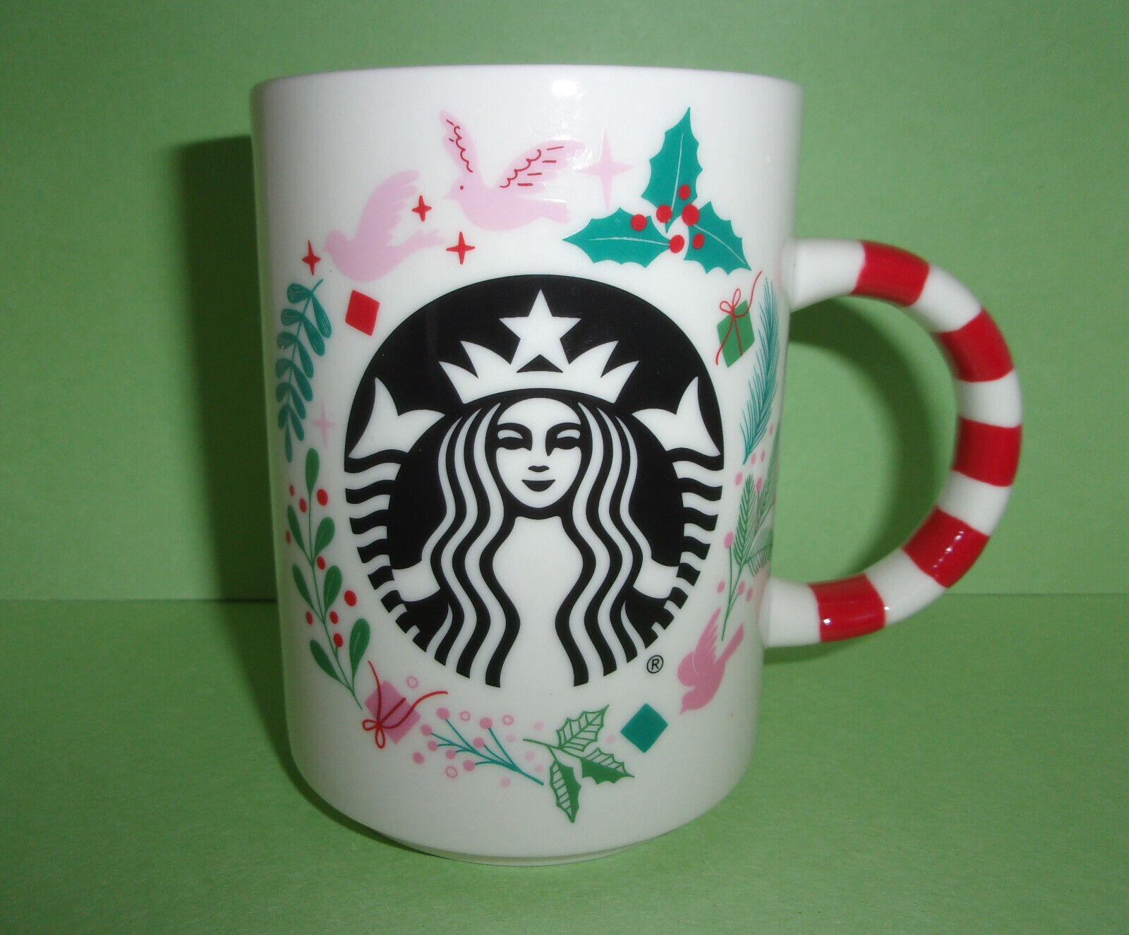 Starbucks Mug Candy Cane Handle Christmas Holiday Used 12 oz 