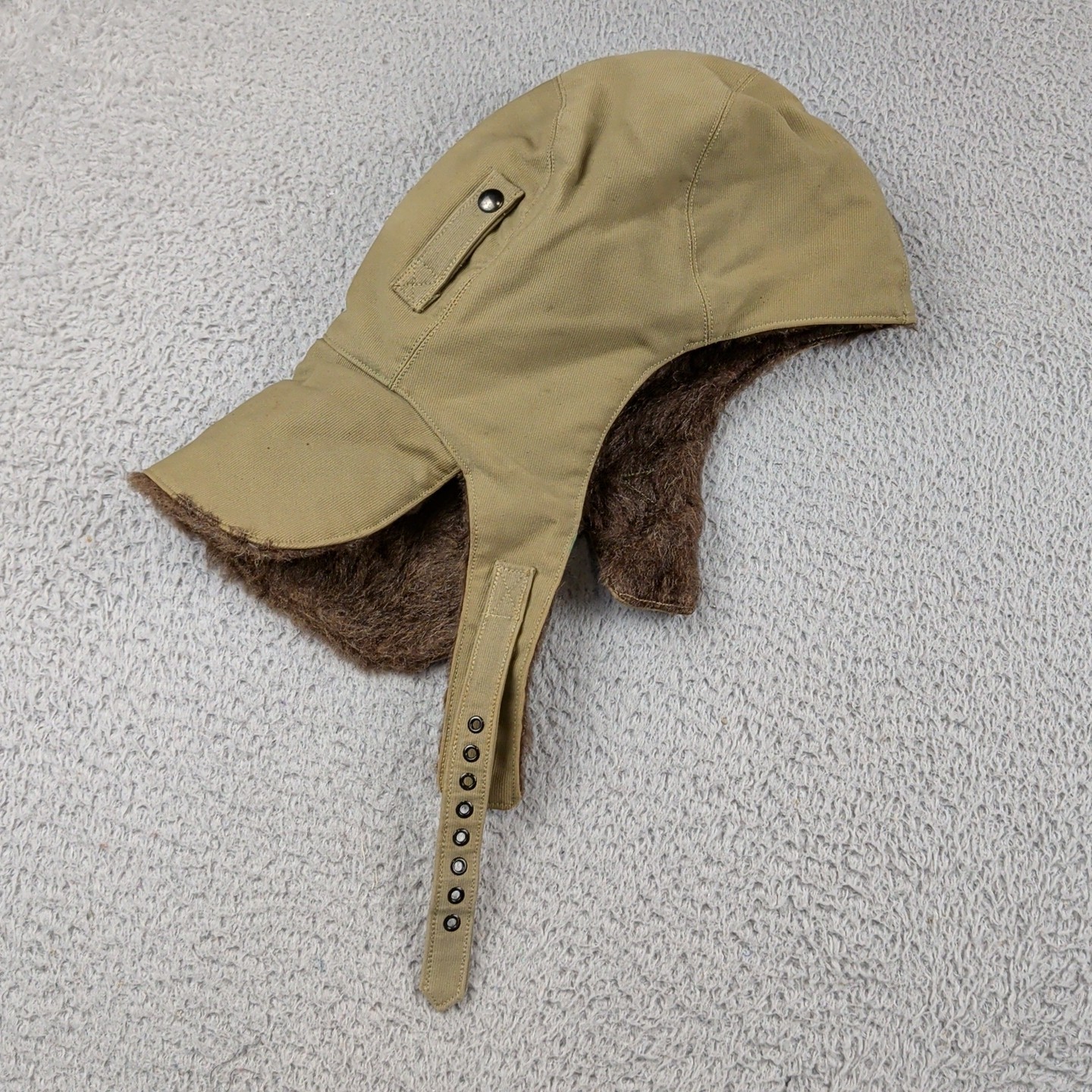 Vintage WWII USN Cap 7 1/2 Foul Weather Tanker Cold Weather Cloth Liner Strap